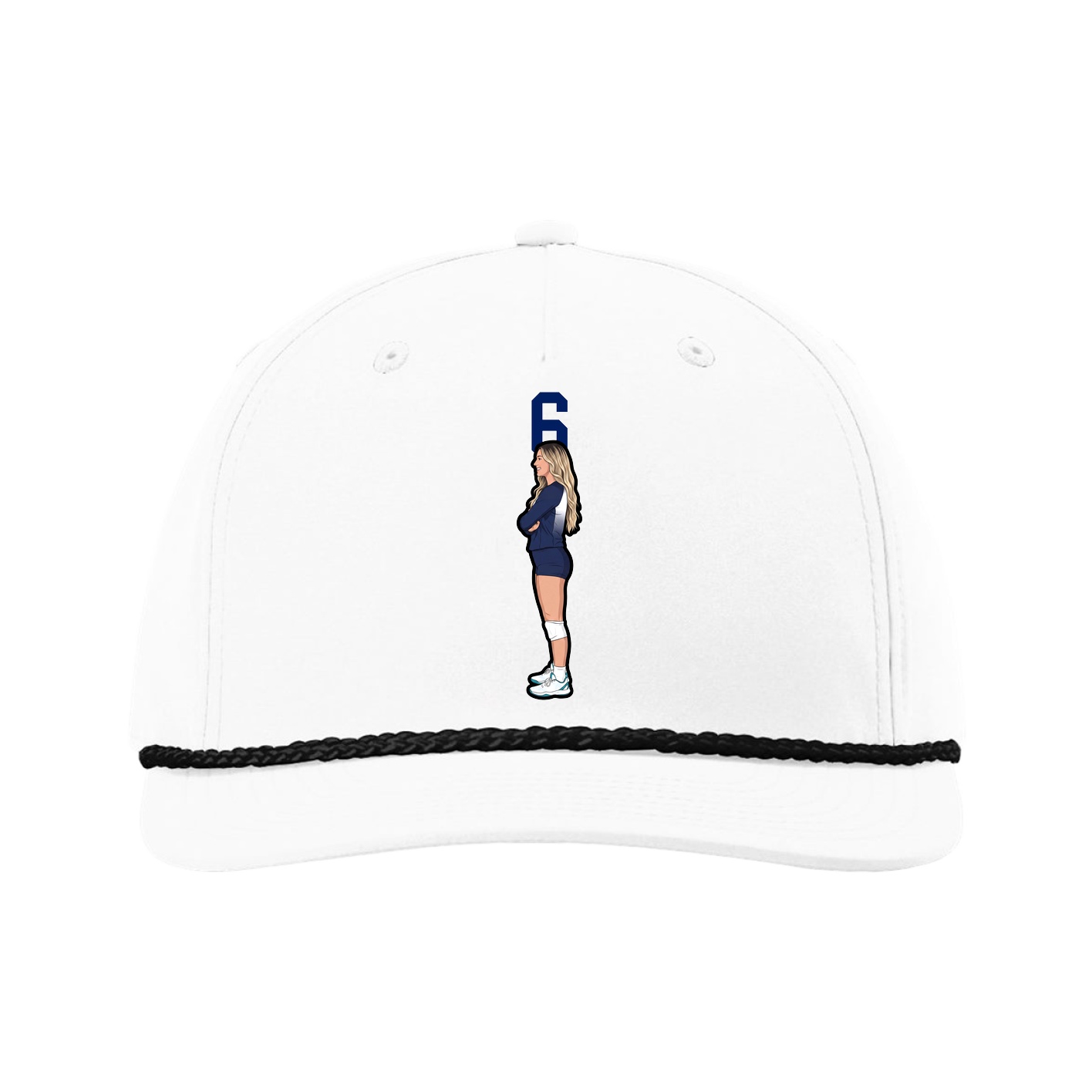 Five-Panel Classic Rope Cap — Number Top in White