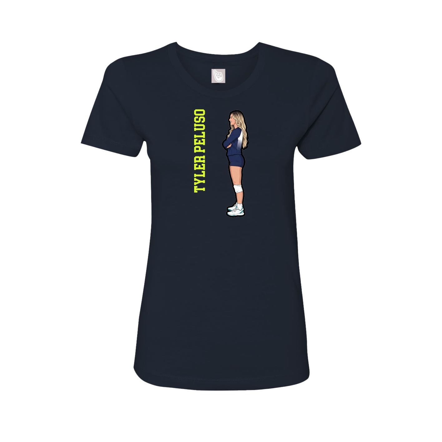 Fitted Women's Tee — Name Vertical in Navy
