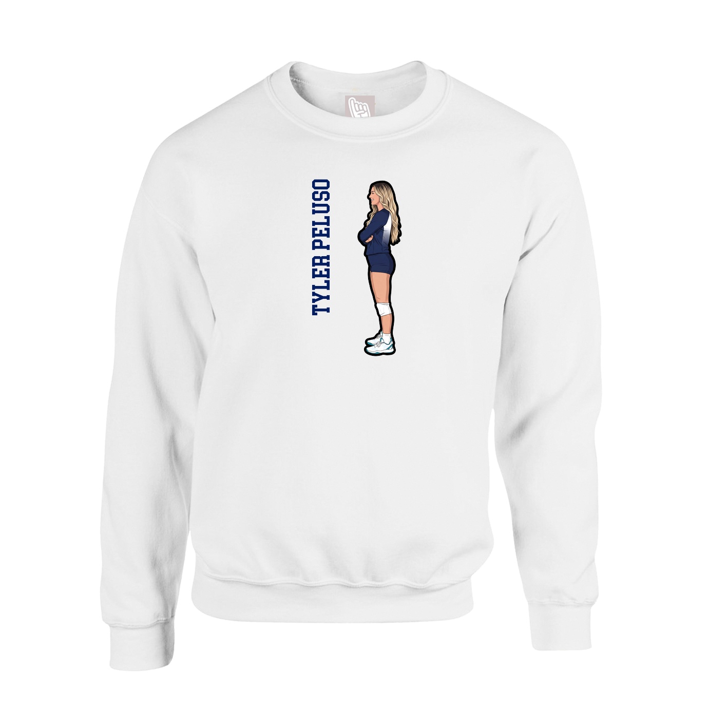 Fleece Crew — Name Vertical in White