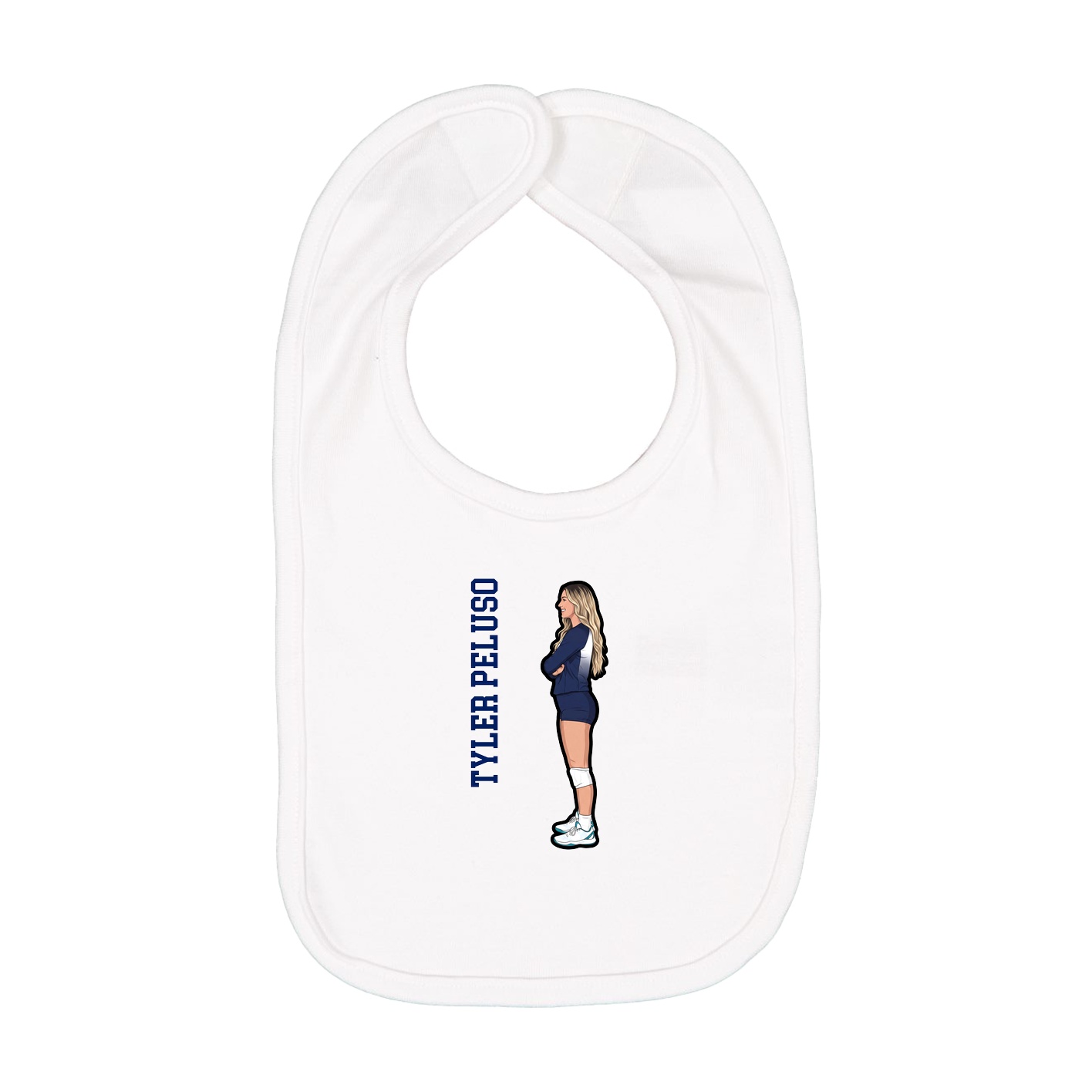 Infant Bib — Name Vertical in White