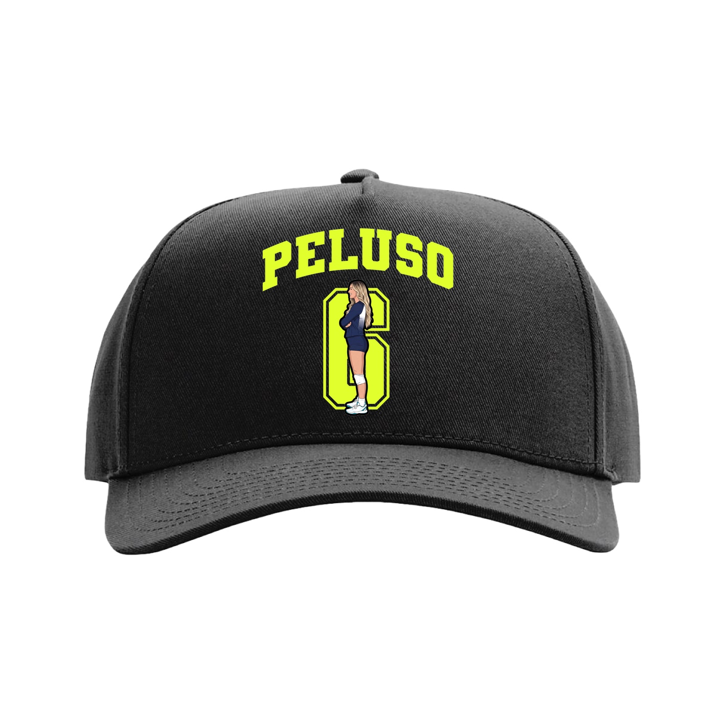 Full Fabric Five-Panel Champ Cap — Number in Black