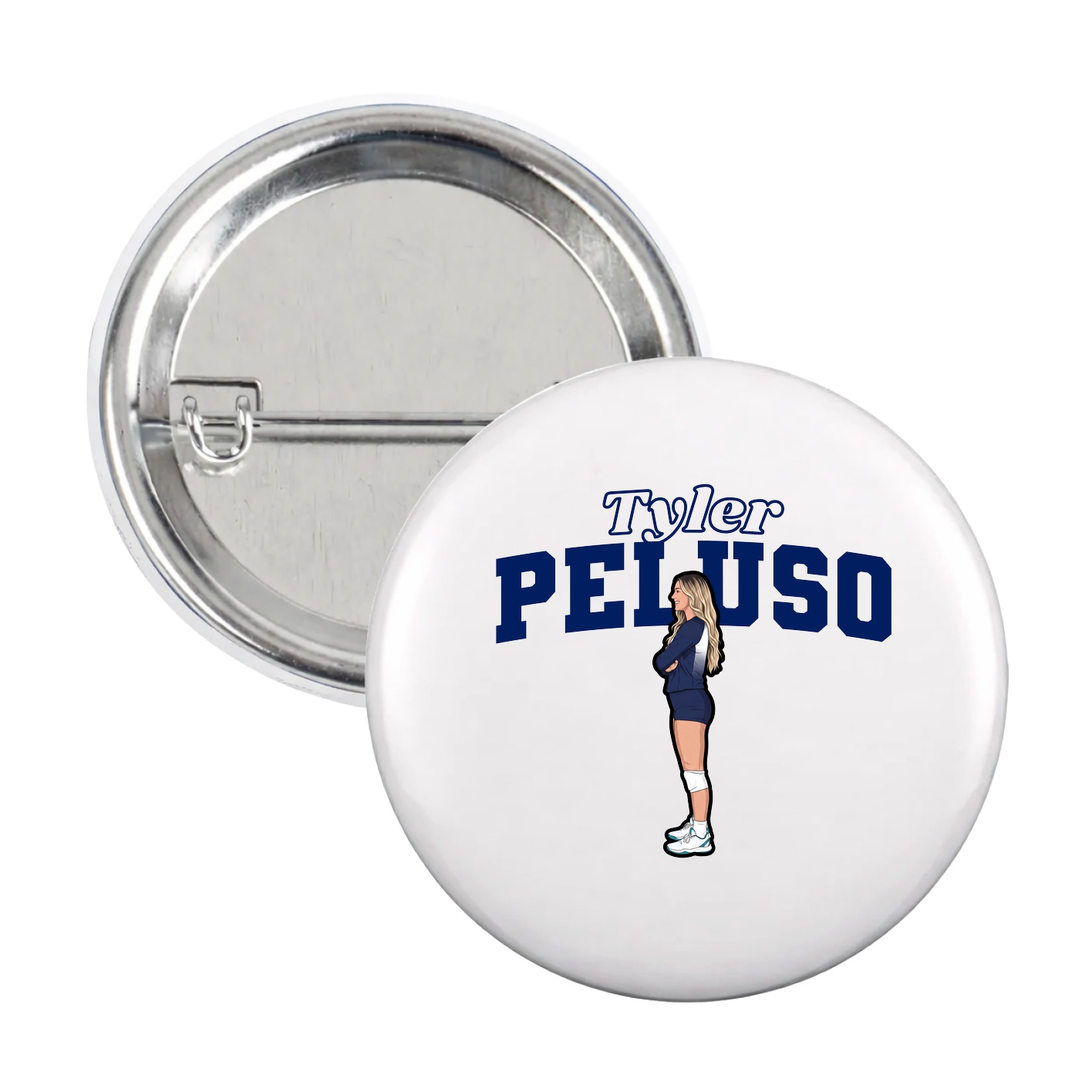 Game Day Button — Name Arch in White