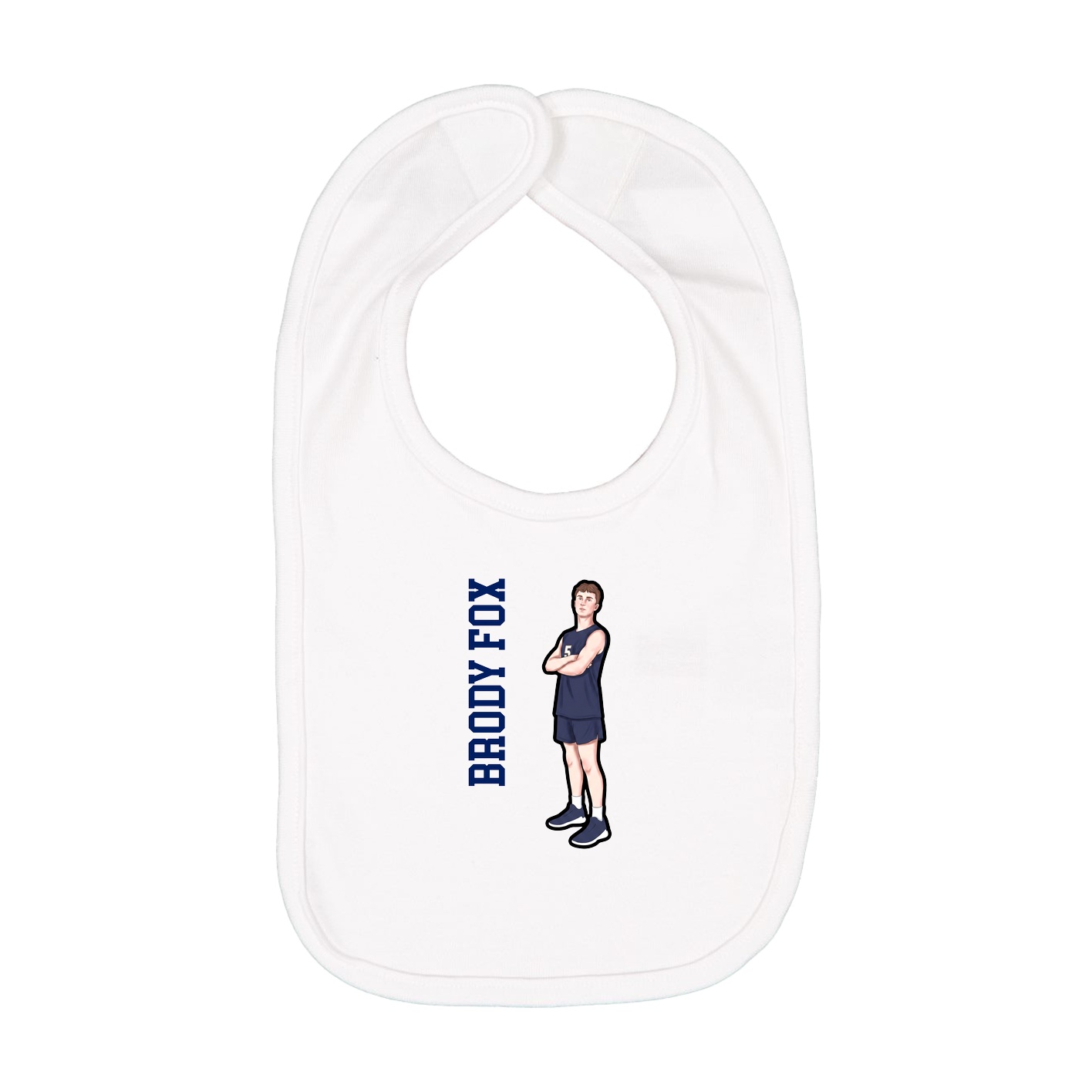 Infant Bib — Name Vertical in White