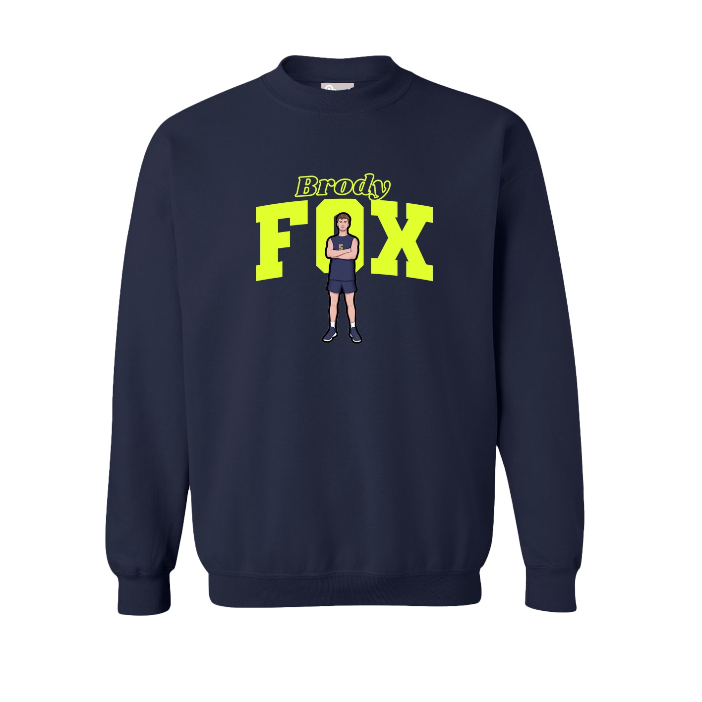 Fleece Crew — Name Arch in Navy