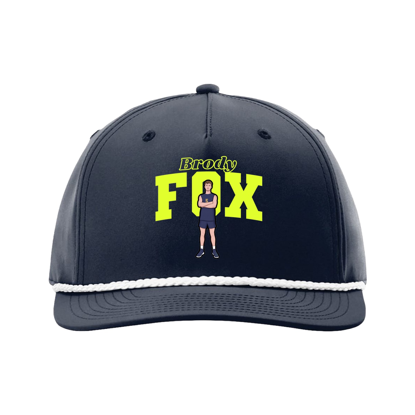 Five-Panel Classic Rope Cap — Name Arch in Navy