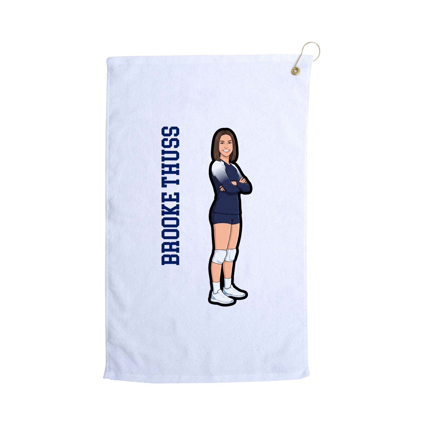 Golf Towel — Name Vertical in White