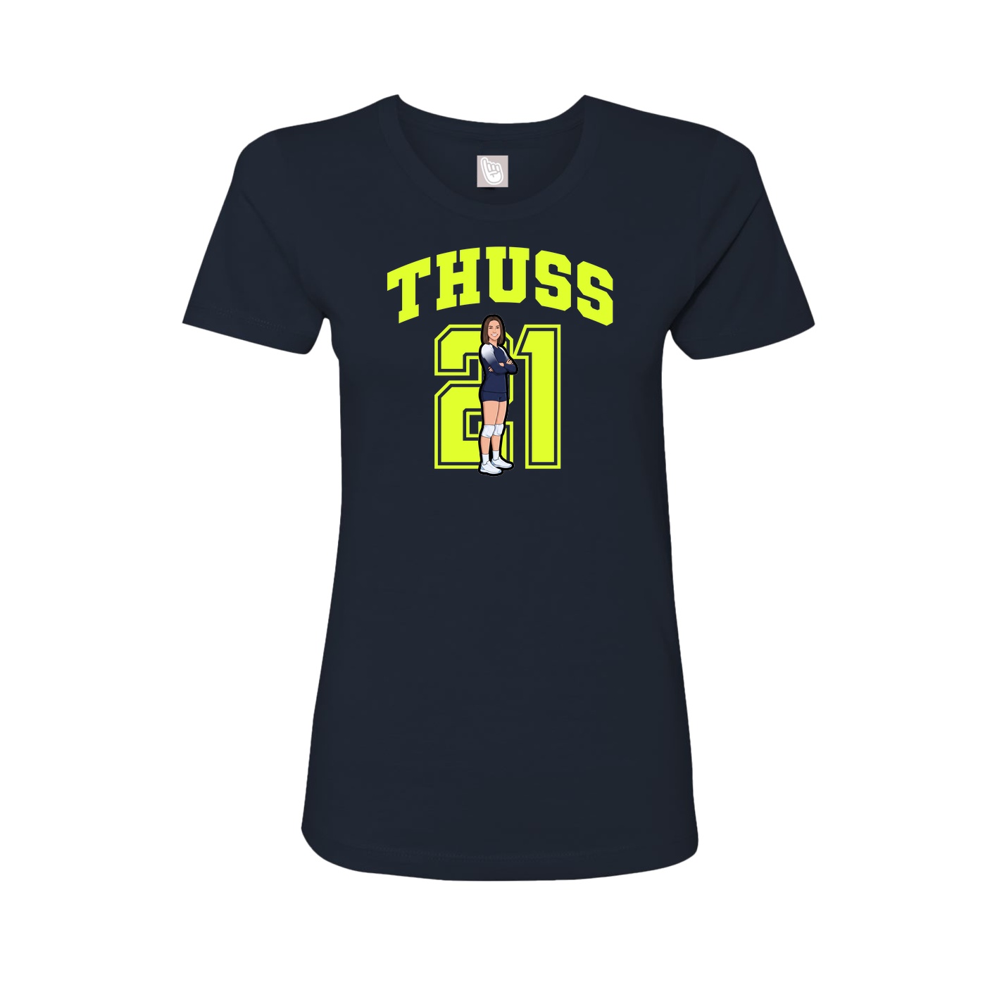 Fitted Women's Tee — Number in Navy