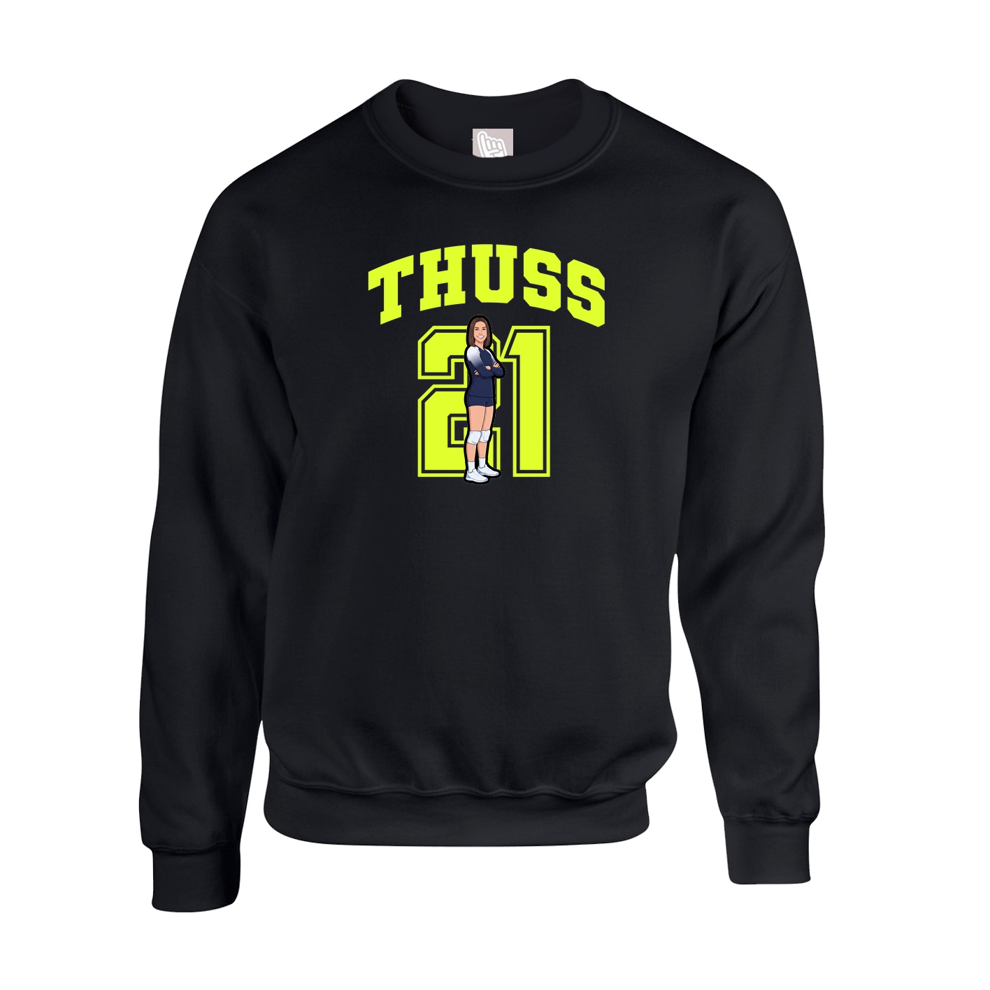 Fleece Crew — Number in Black