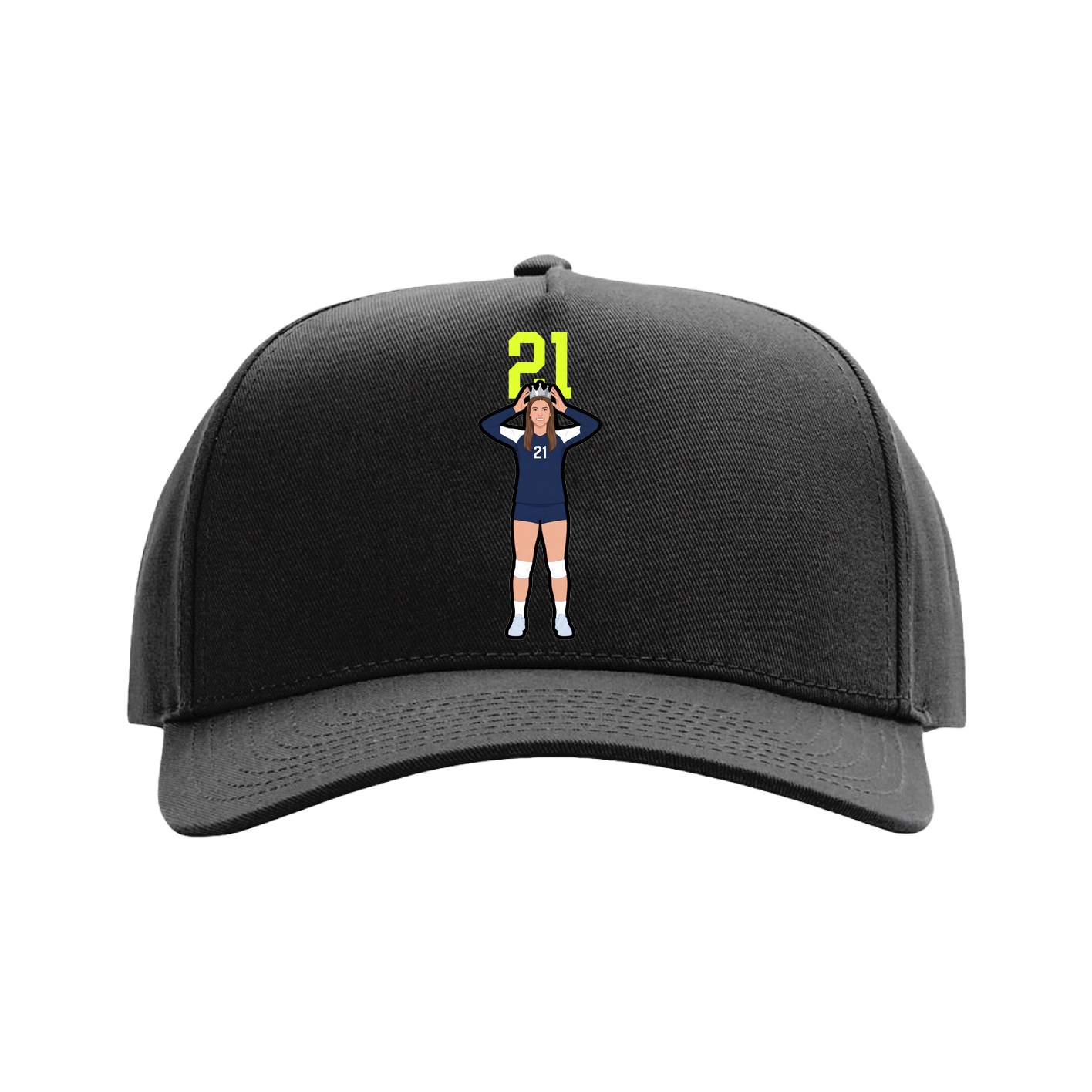 Full Fabric Five-Panel Champ Cap — Number Top in Black
