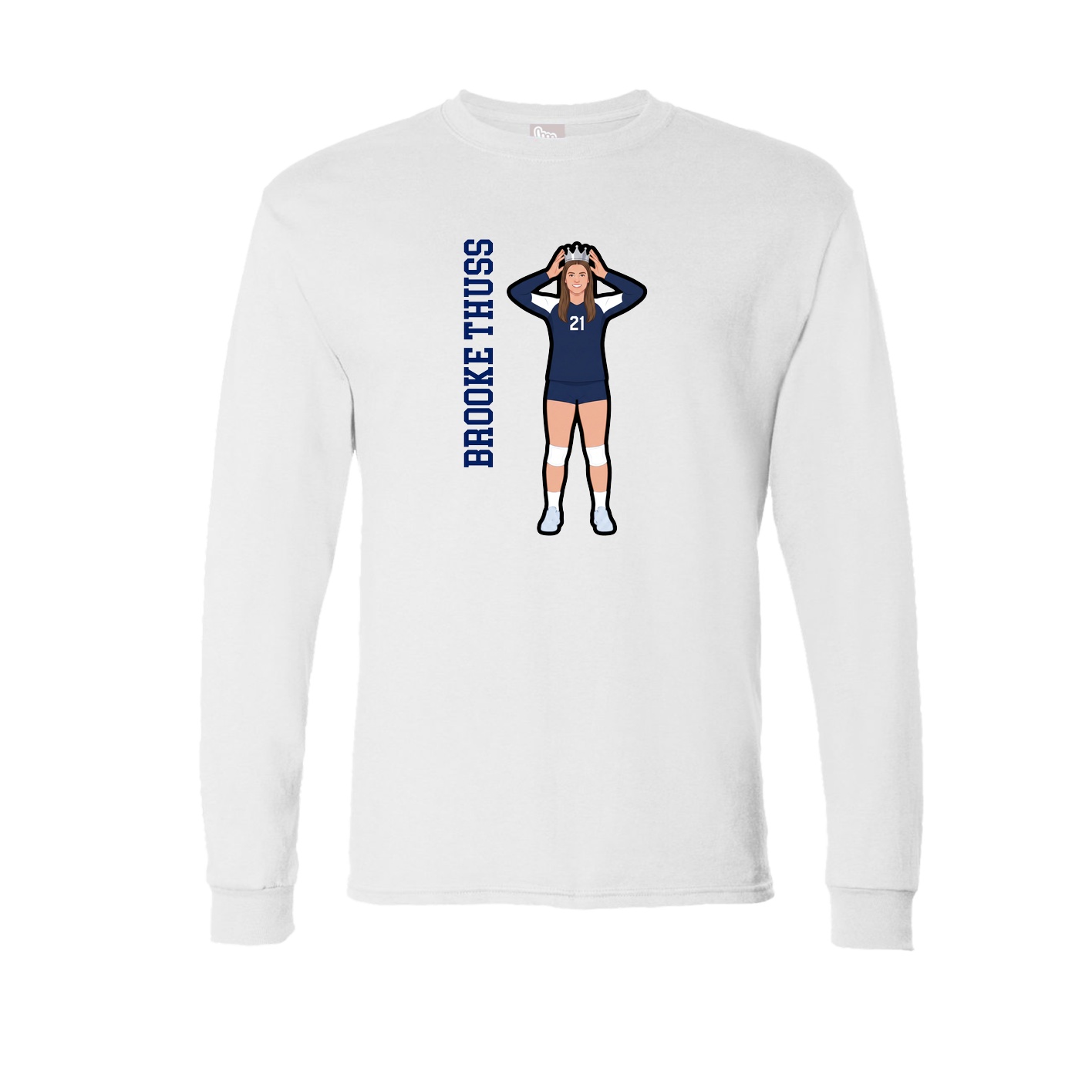 Long Sleeve Tee — Name Vertical in White