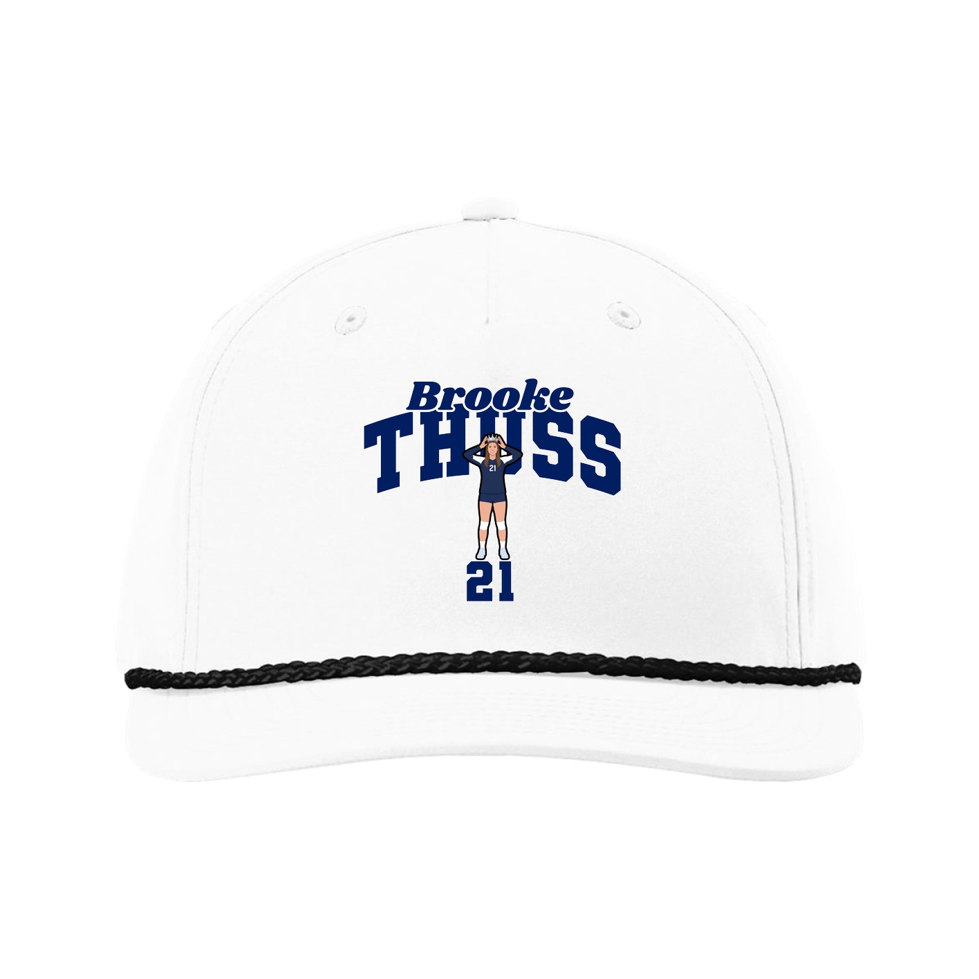 Five-Panel Classic Rope Cap — Signature Arch in White