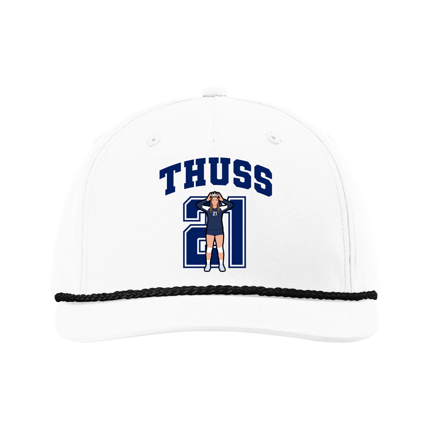 Five-Panel Classic Rope Cap — Number in White