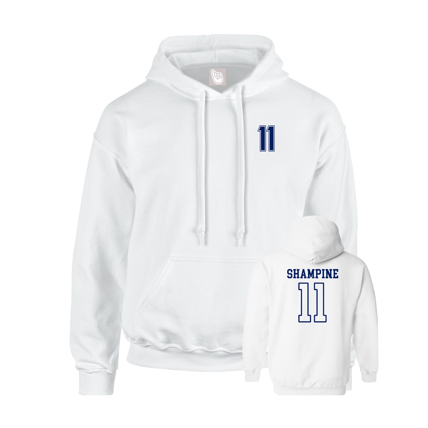 Youth Hoodie — Chest Back in White