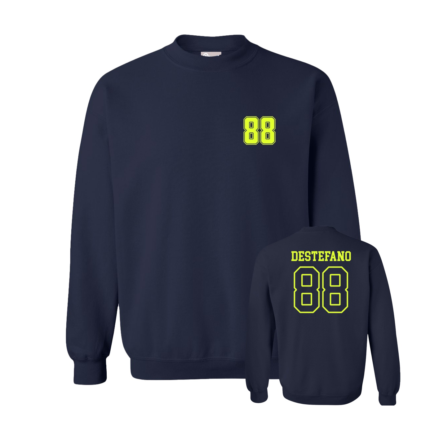 Fleece Crew — Chest Back in Navy