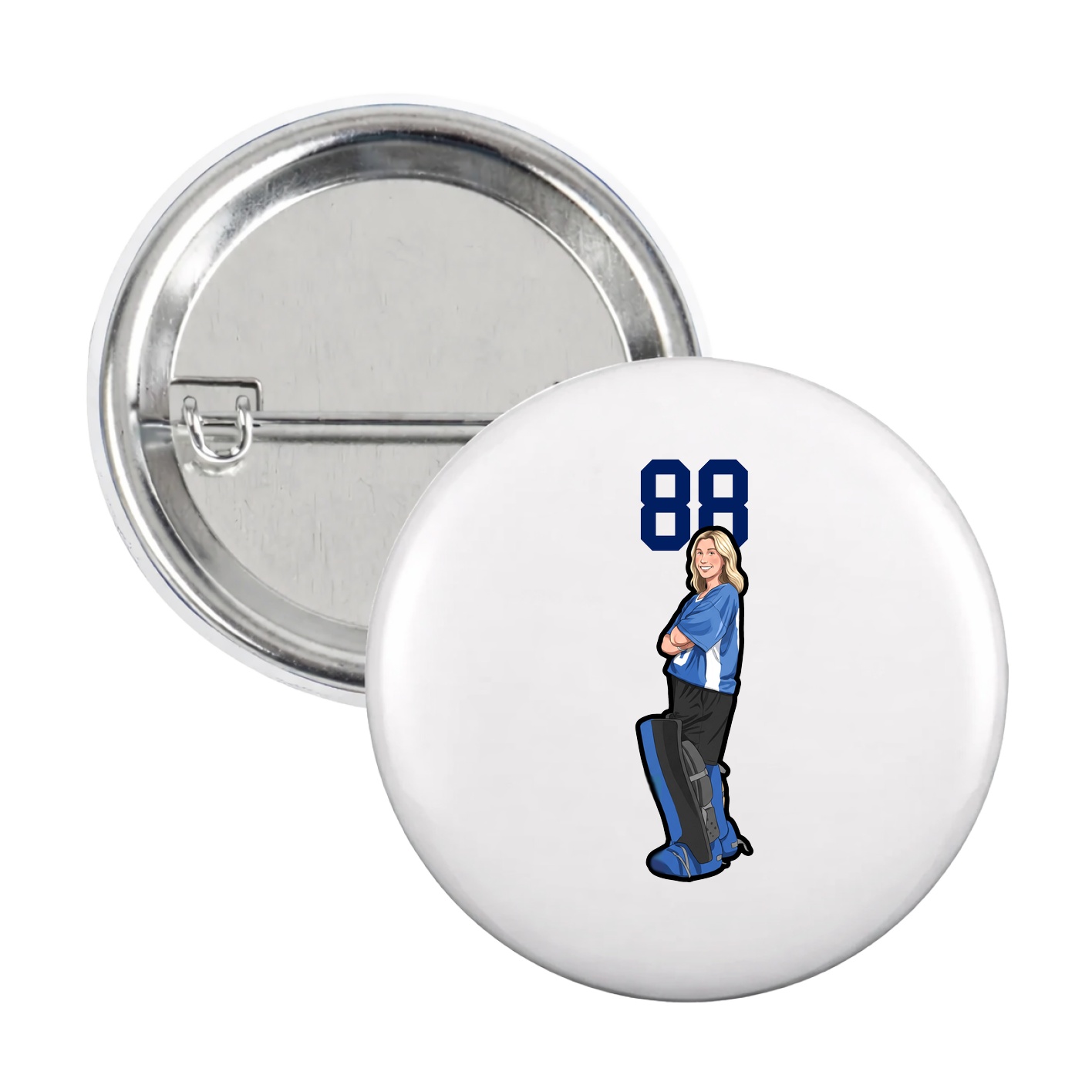 Game Day Button — Number Top in White