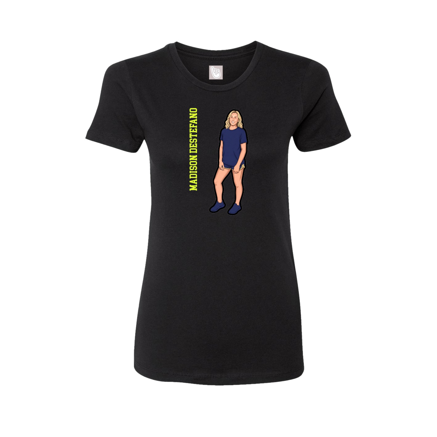 Fitted Women's Tee — Name Vertical in Black