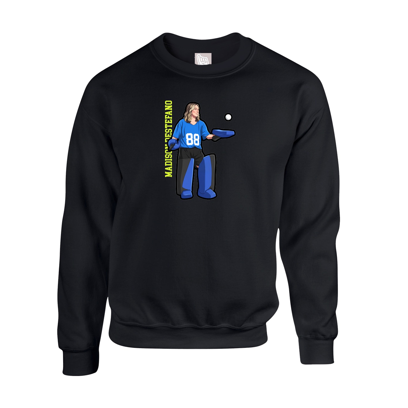 Fleece Crew — Name Vertical in Black