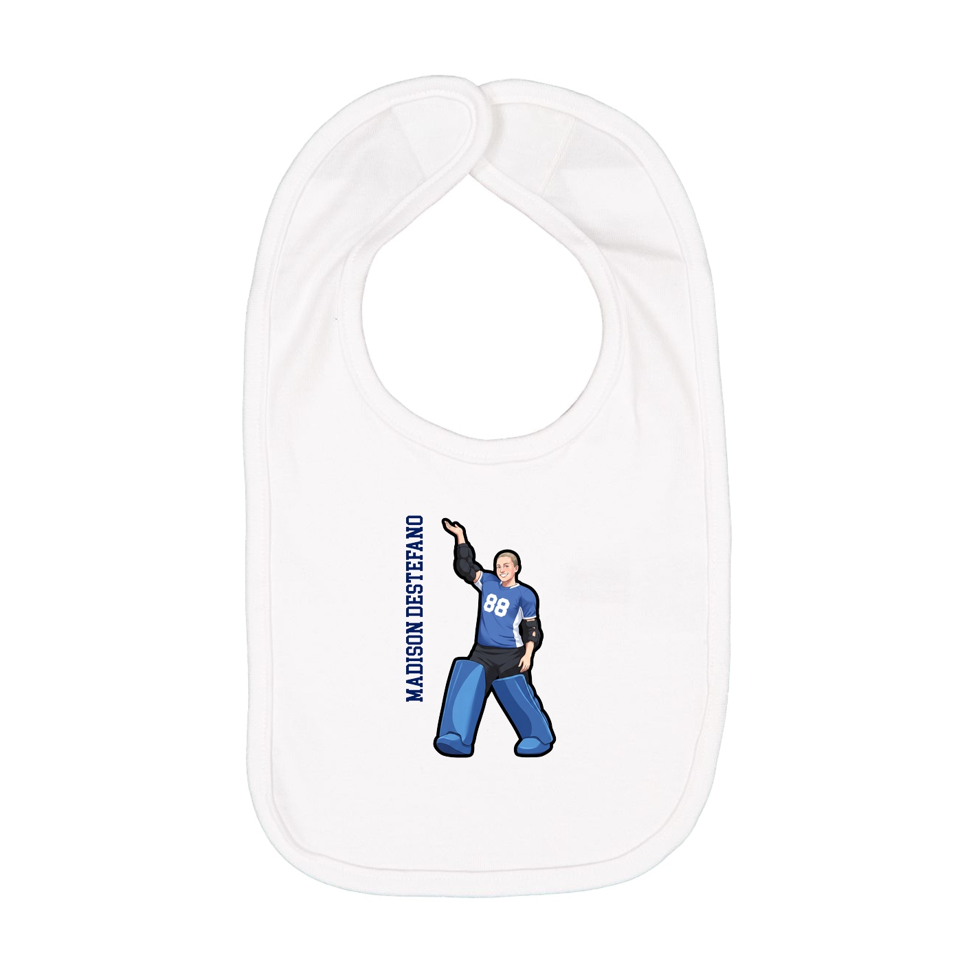 Infant Bib — Name Vertical in White