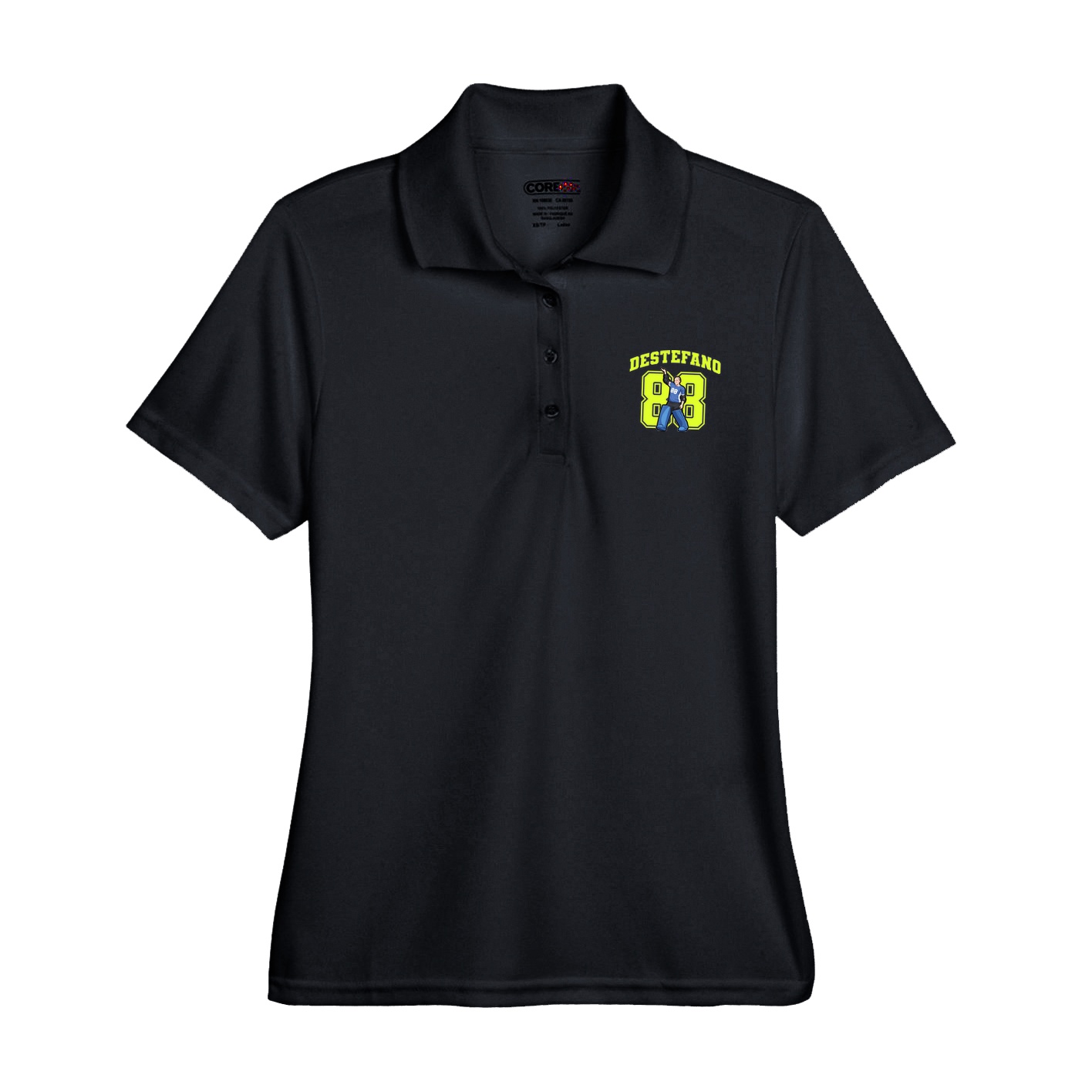Womens Performance Polo — Number in Black