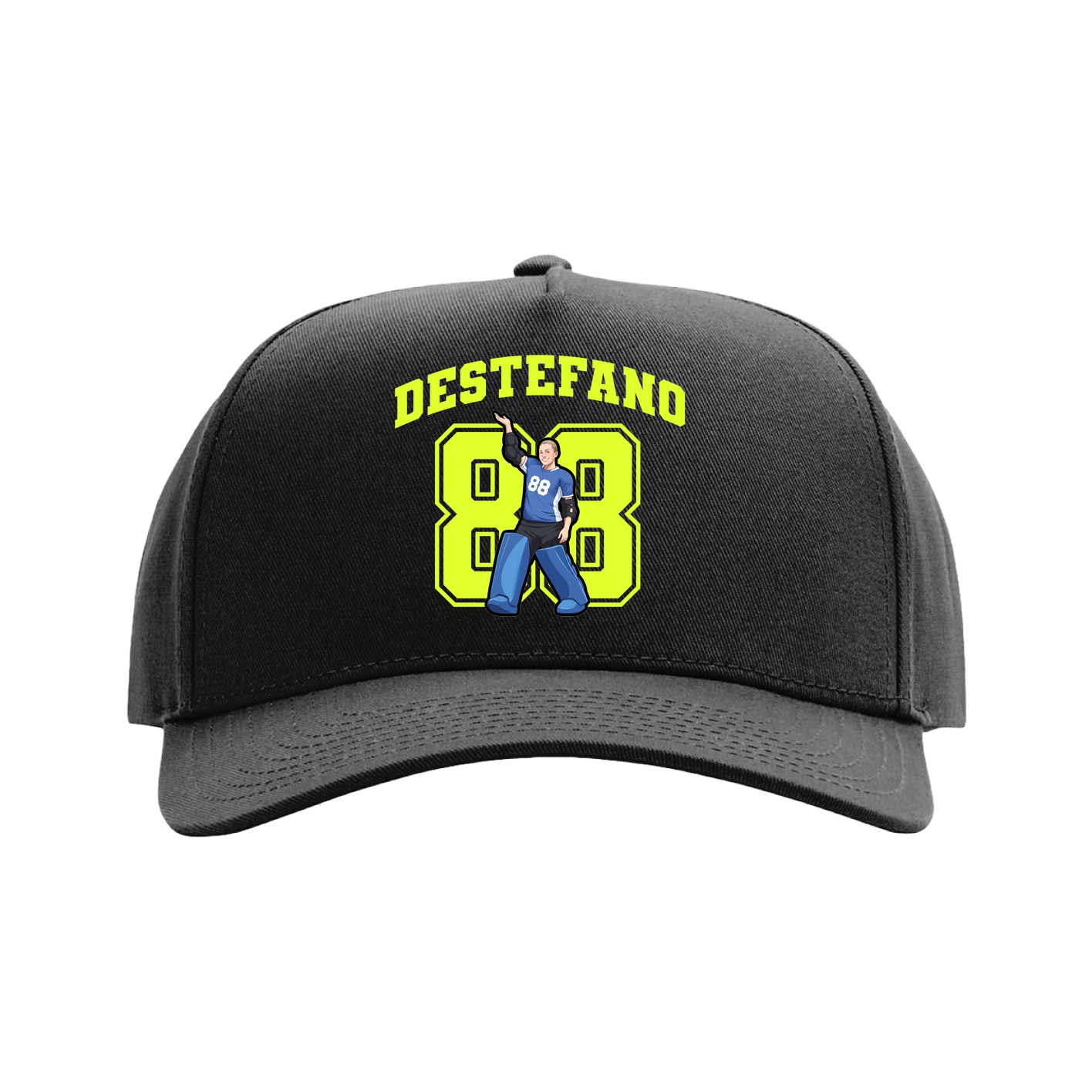Full Fabric Five-Panel Champ Cap — Number in Black