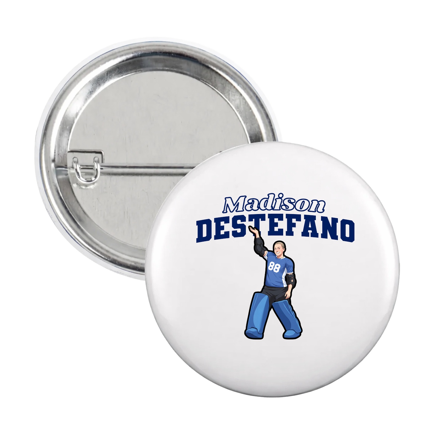 Game Day Button — Name Arch in White