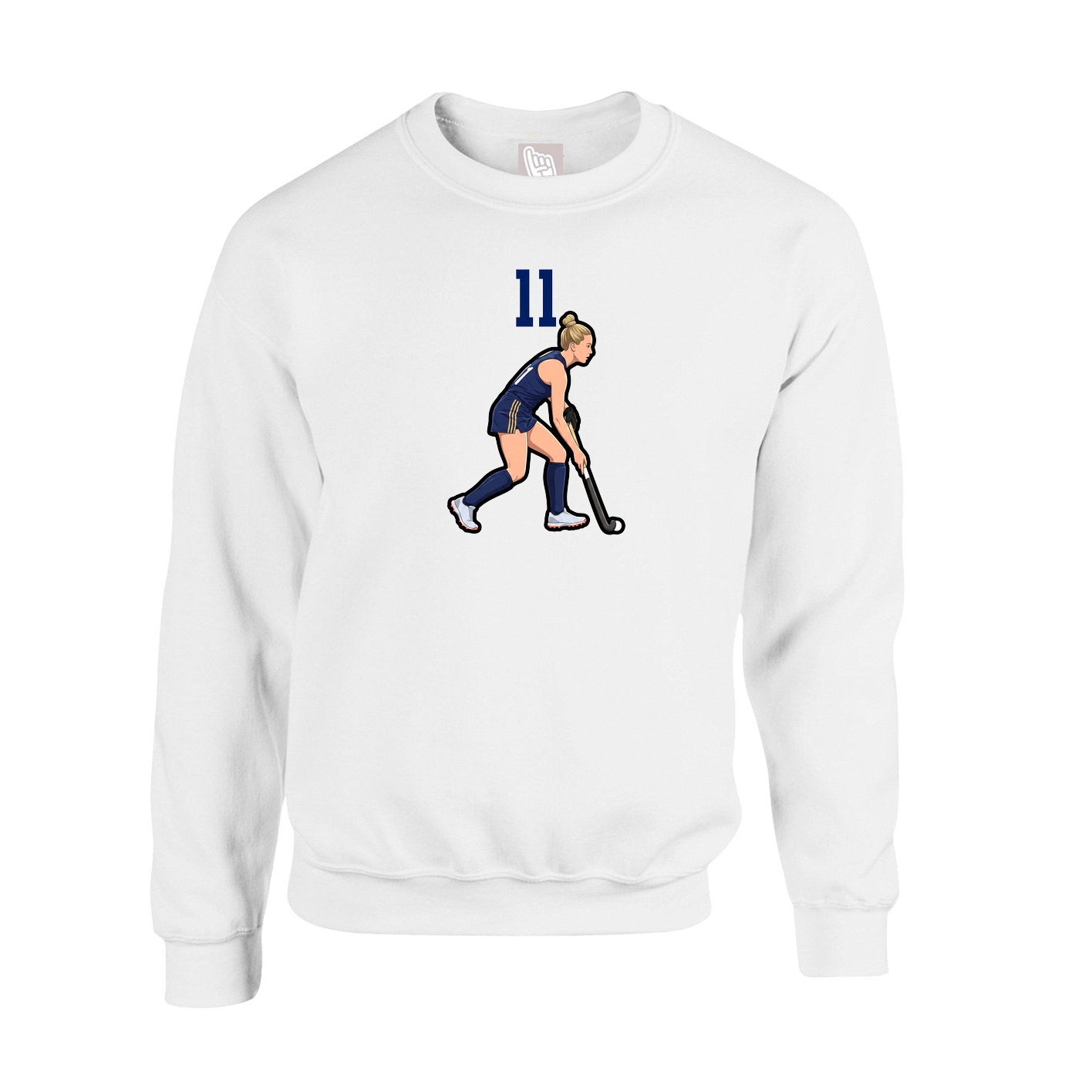 Fleece Crew — Number Top in White