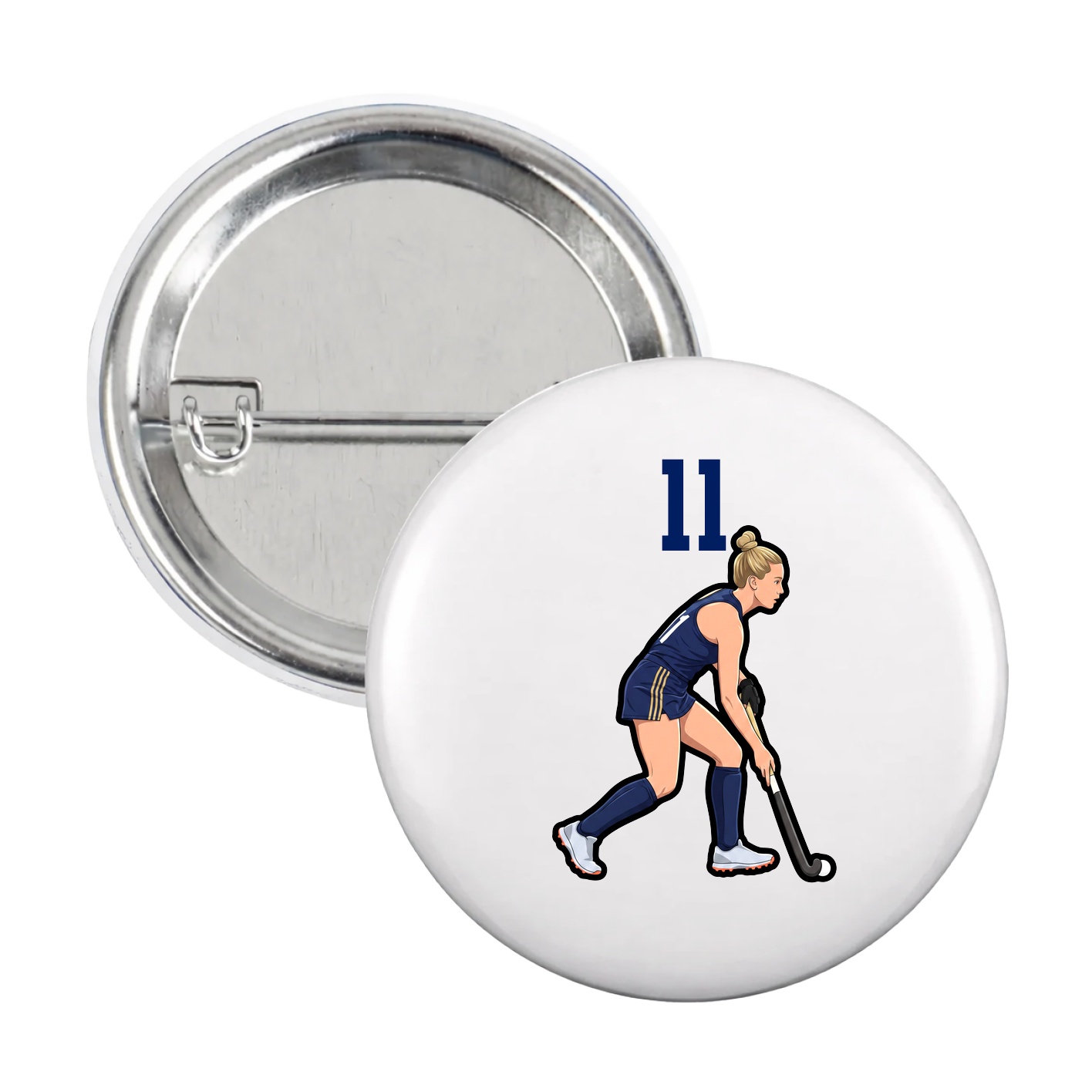 Game Day Button — Number Top in White