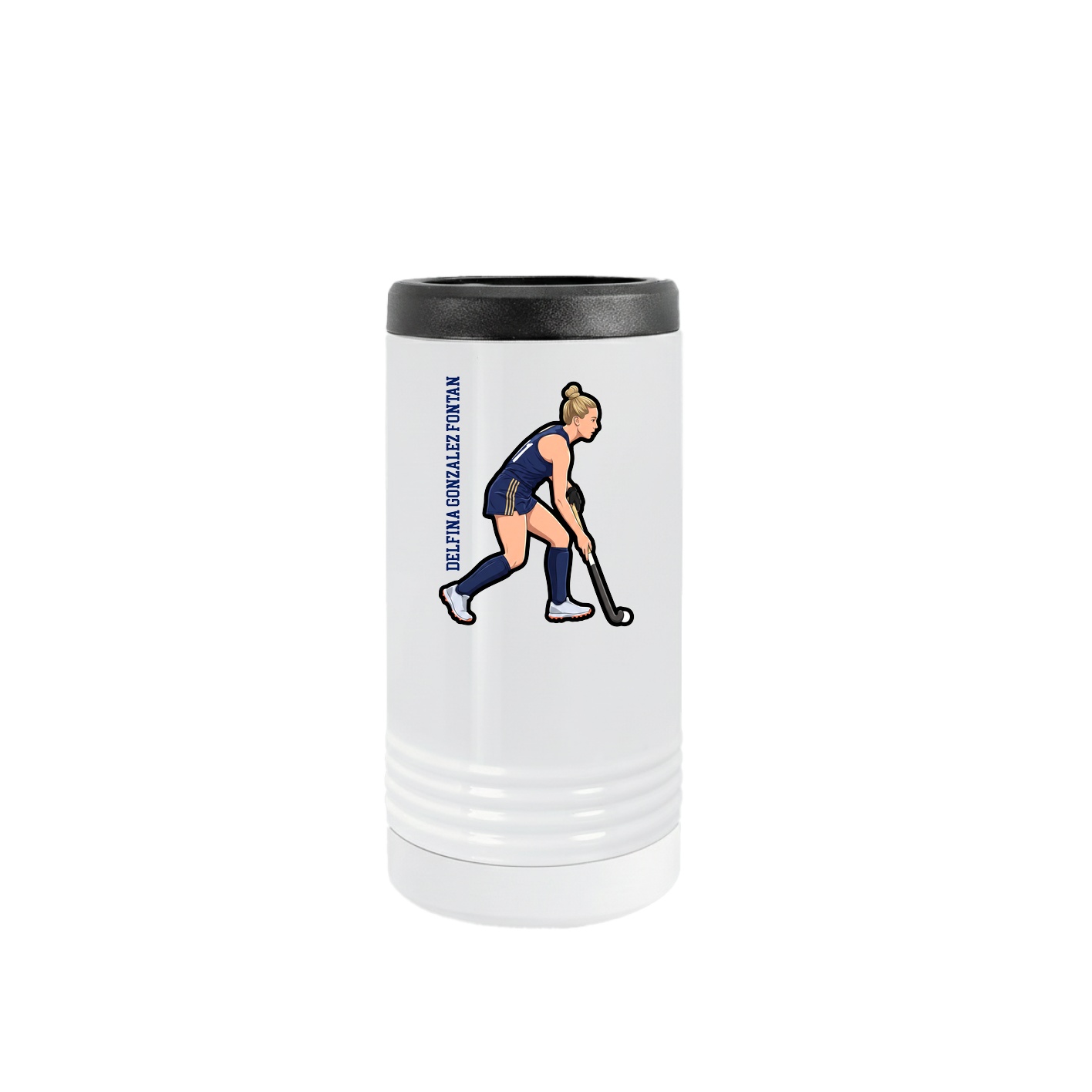 Slim Beverage Holder — Name Vertical in White