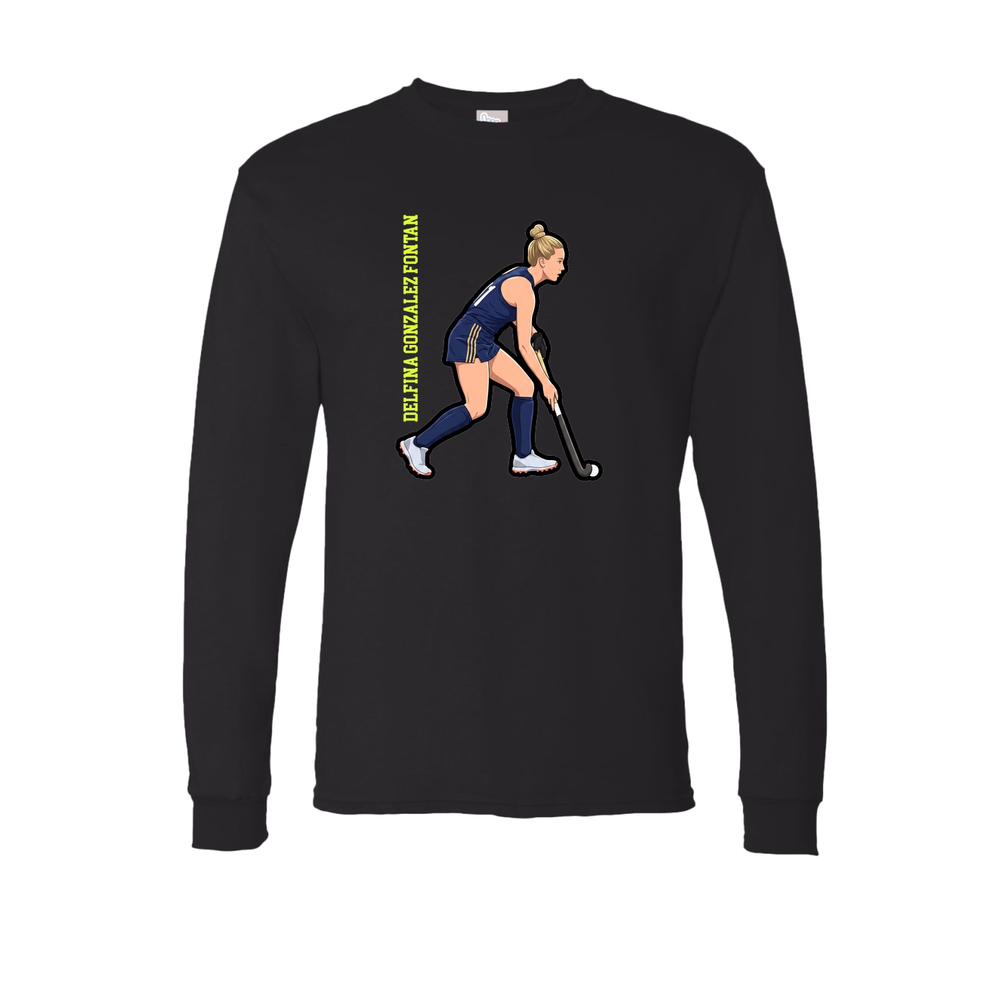 Long Sleeve Tee — Name Vertical in Black