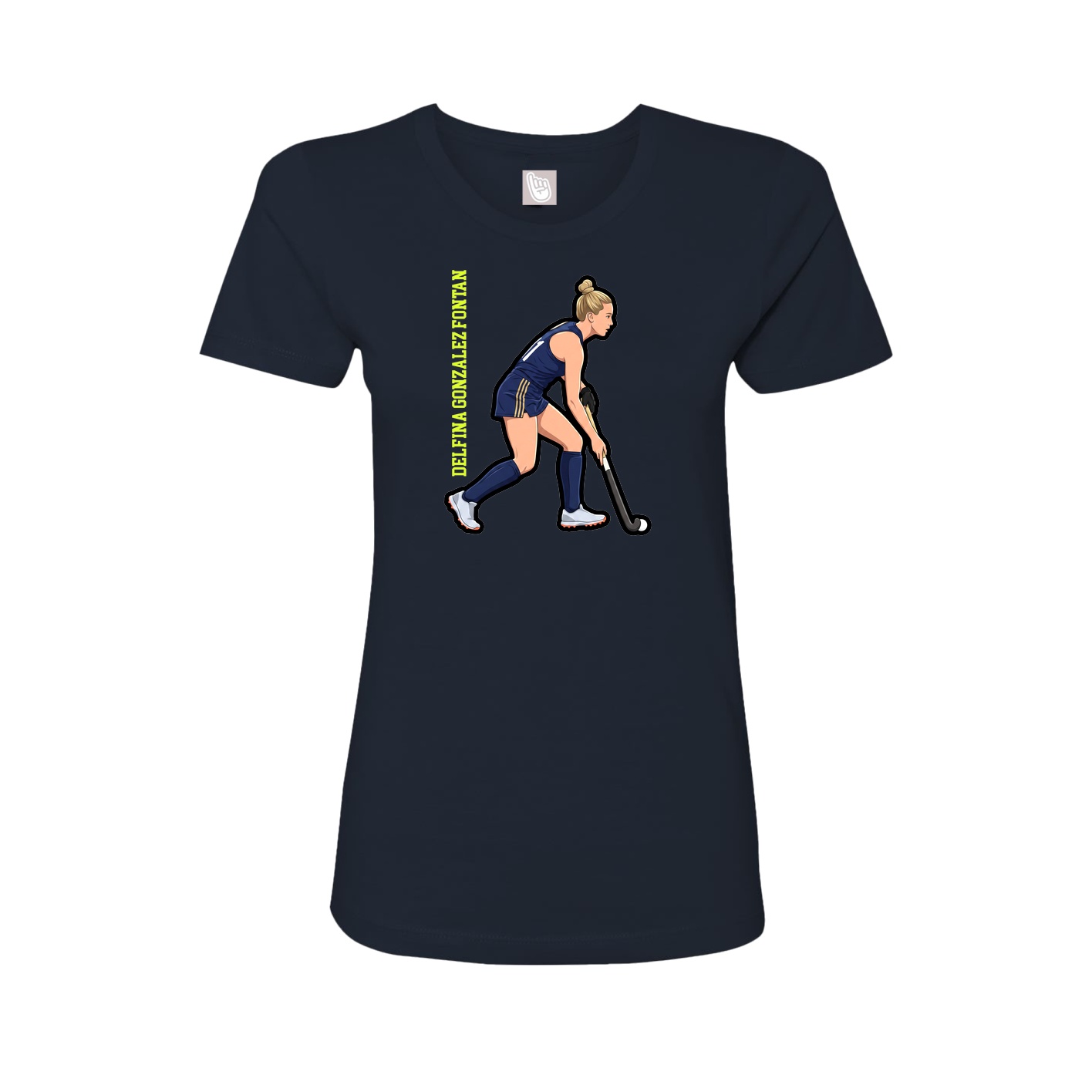 Fitted Women's Tee — Name Vertical in Navy