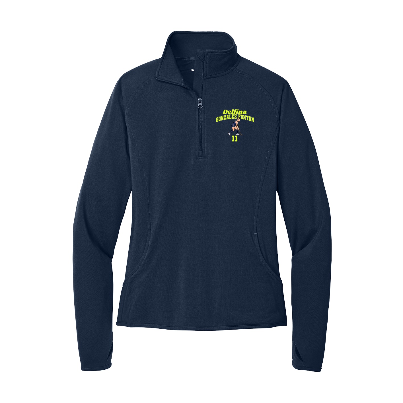 Women's Q-Zip Pullover — Signature Arch in Navy