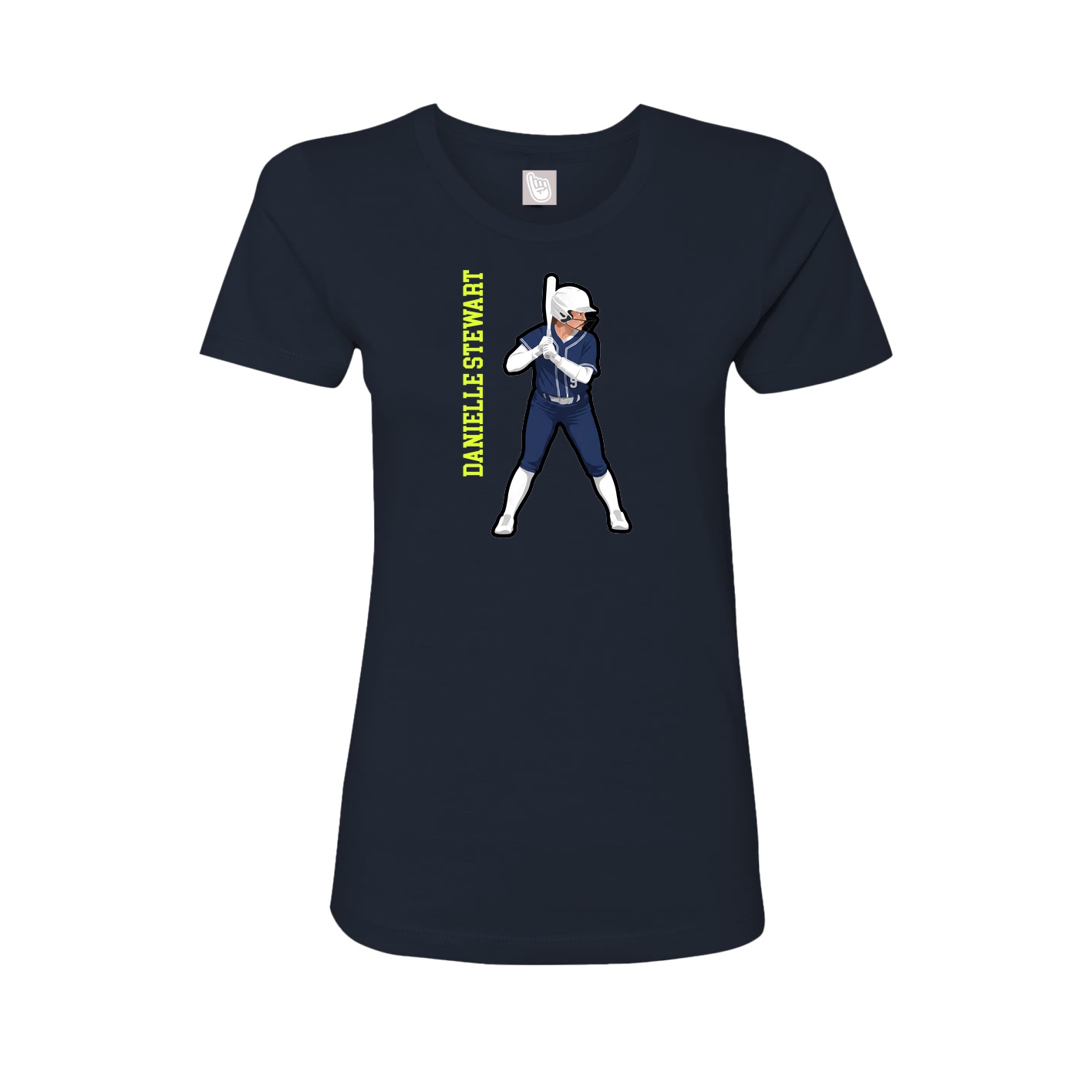 Fitted Women's Tee — Name Vertical in Navy