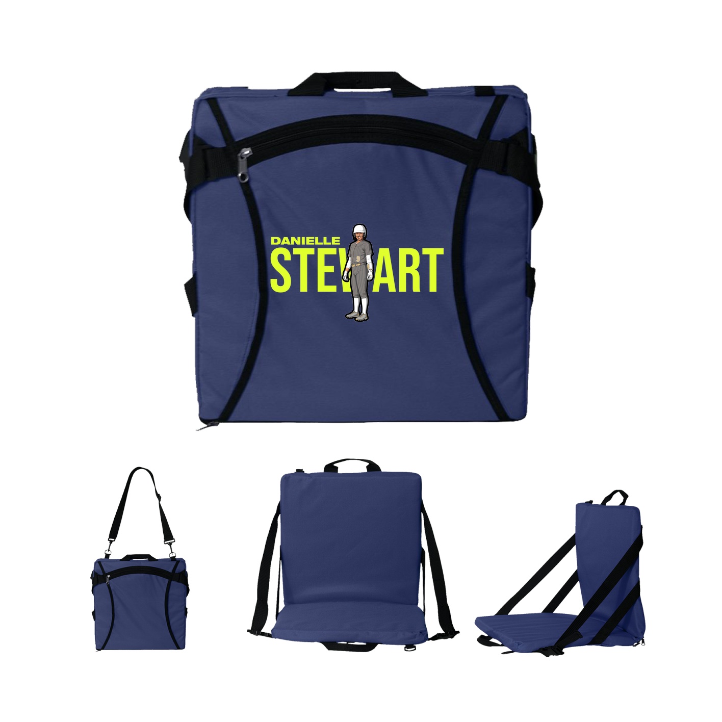 Folding Stadium Seat — Player Name in Navy