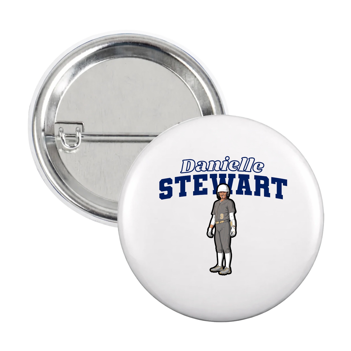 Game Day Button — Name Arch in White