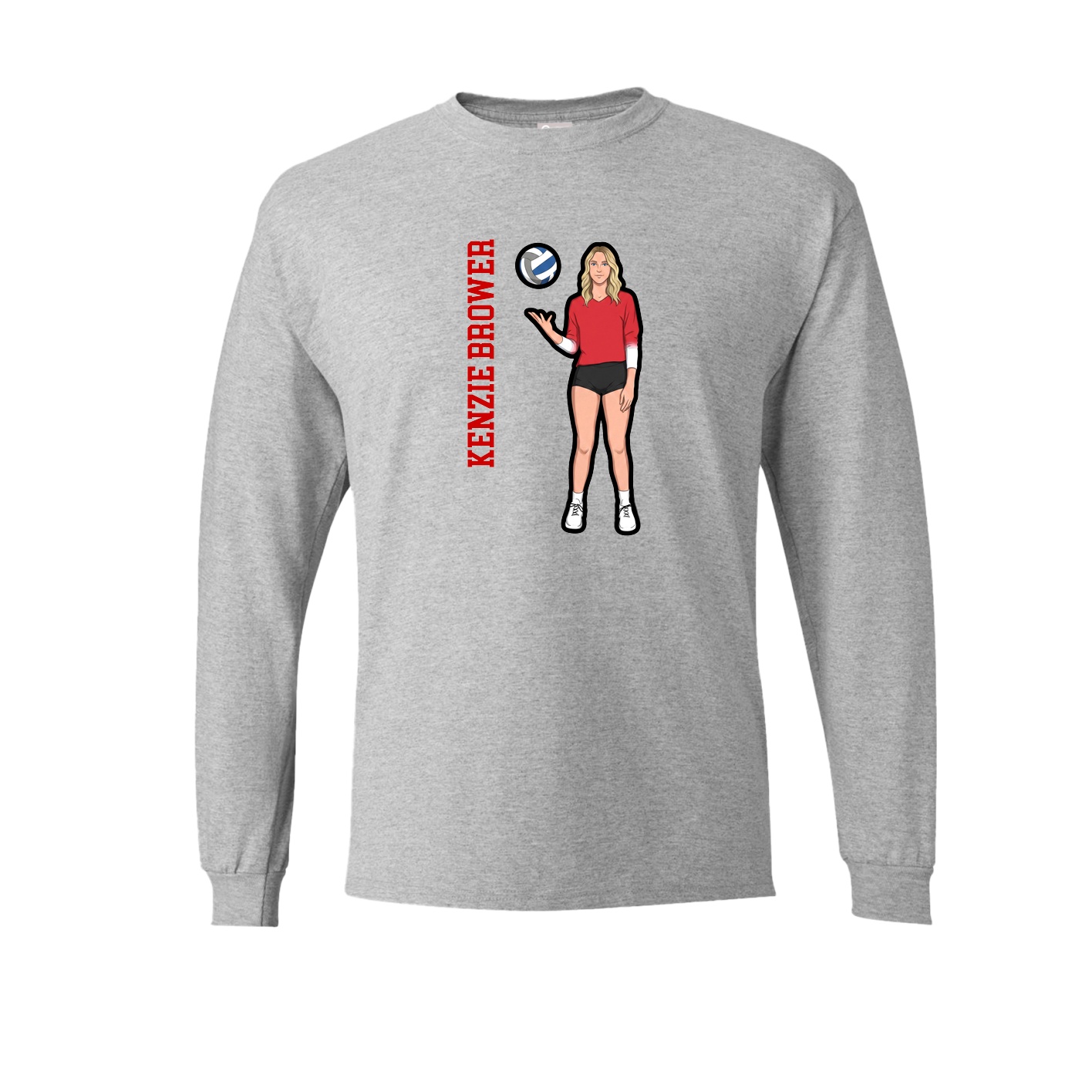 Long Sleeve Tee — Name Vertical in Grey