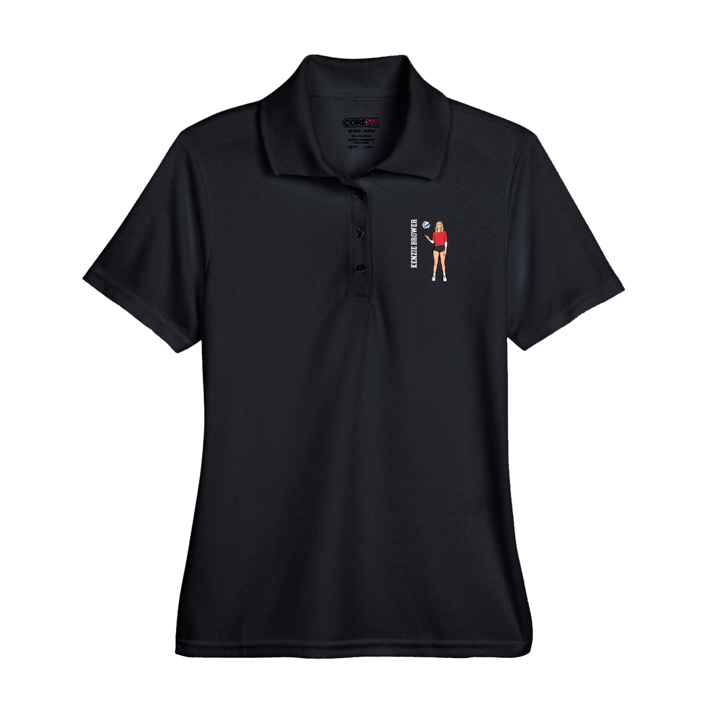 Performance Polo — Name Vertical in Black