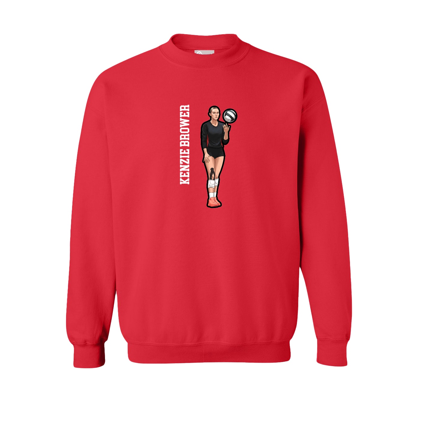 Fleece Crew — Name Vertical in Red