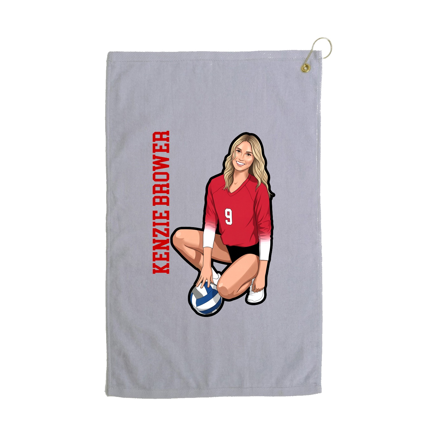 Golf Towel — Name Vertical in Grey