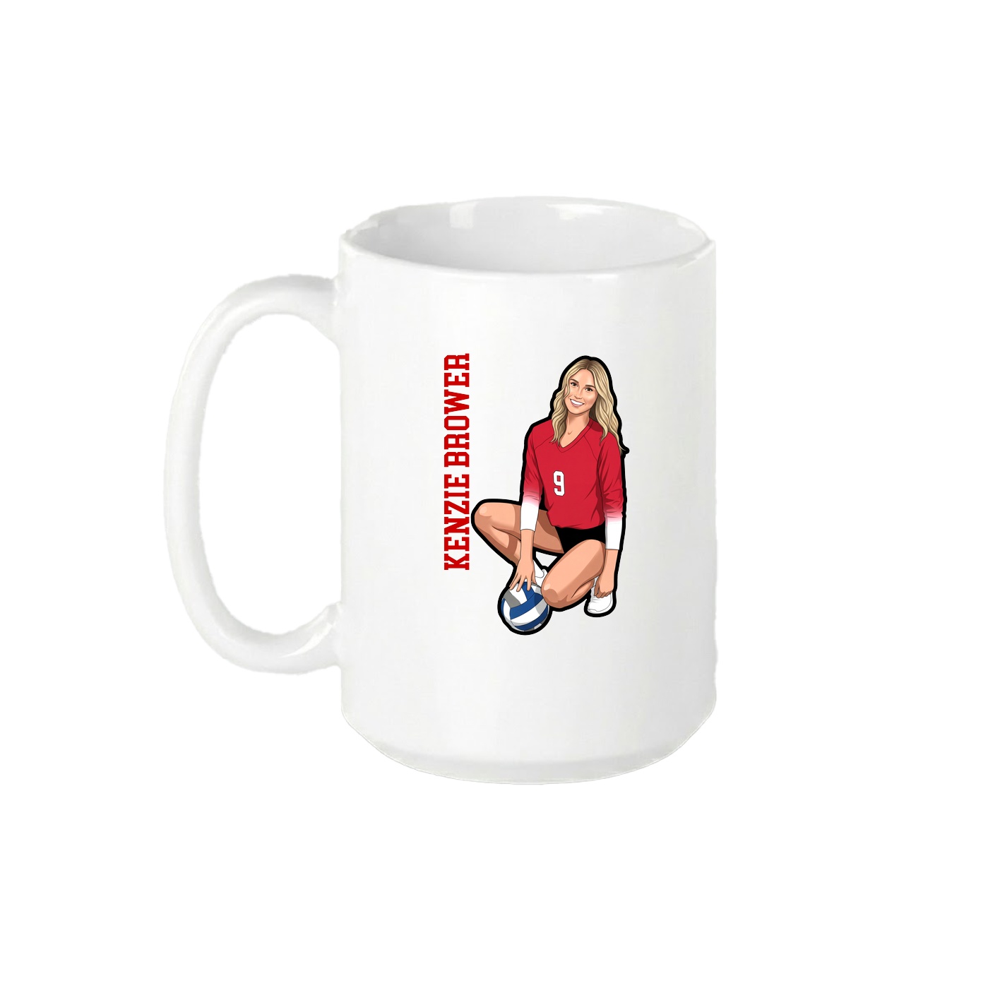 15oz Coffee Mug — Name Vertical in White