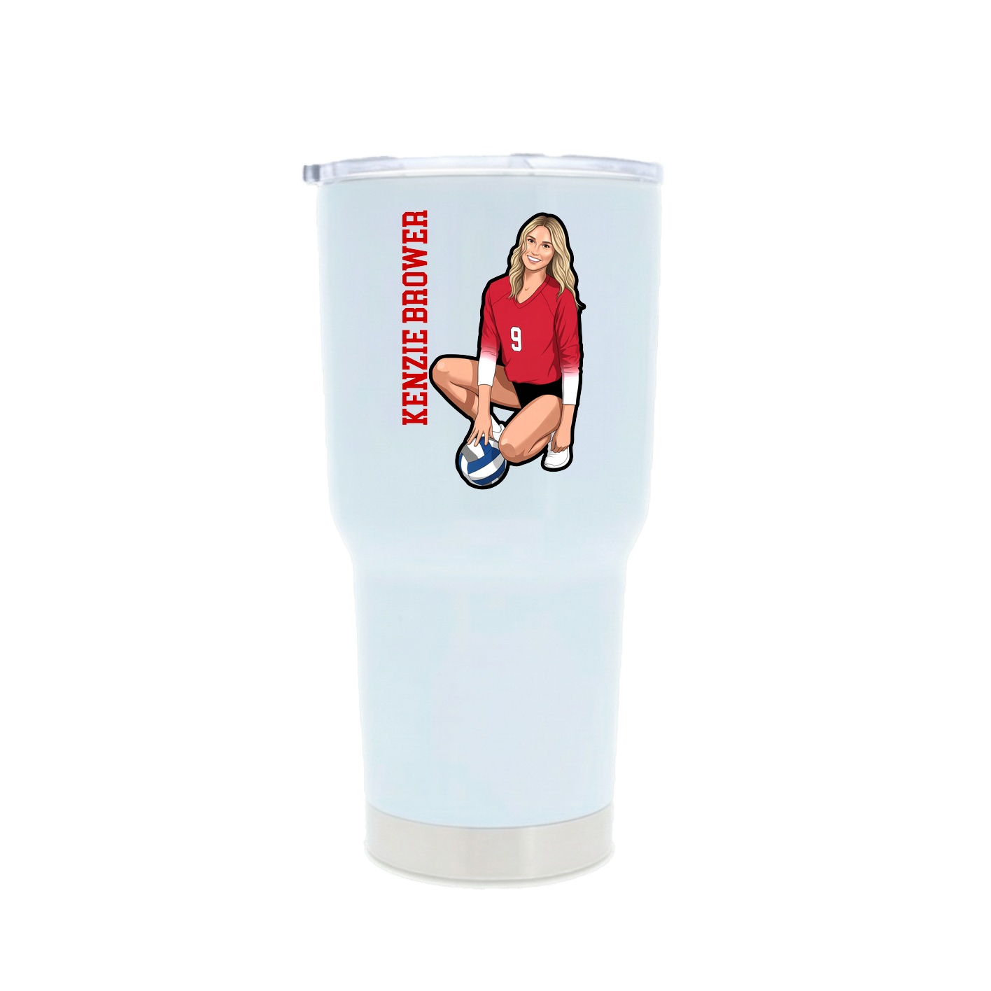 30oz Stainless Steel Tumbler — Name Vertical in White