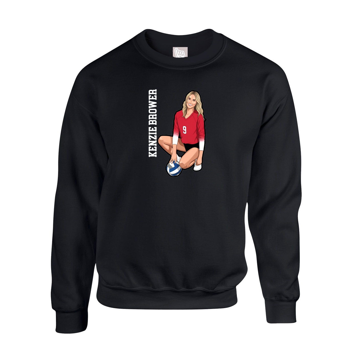 Fleece Crew — Name Vertical in Black