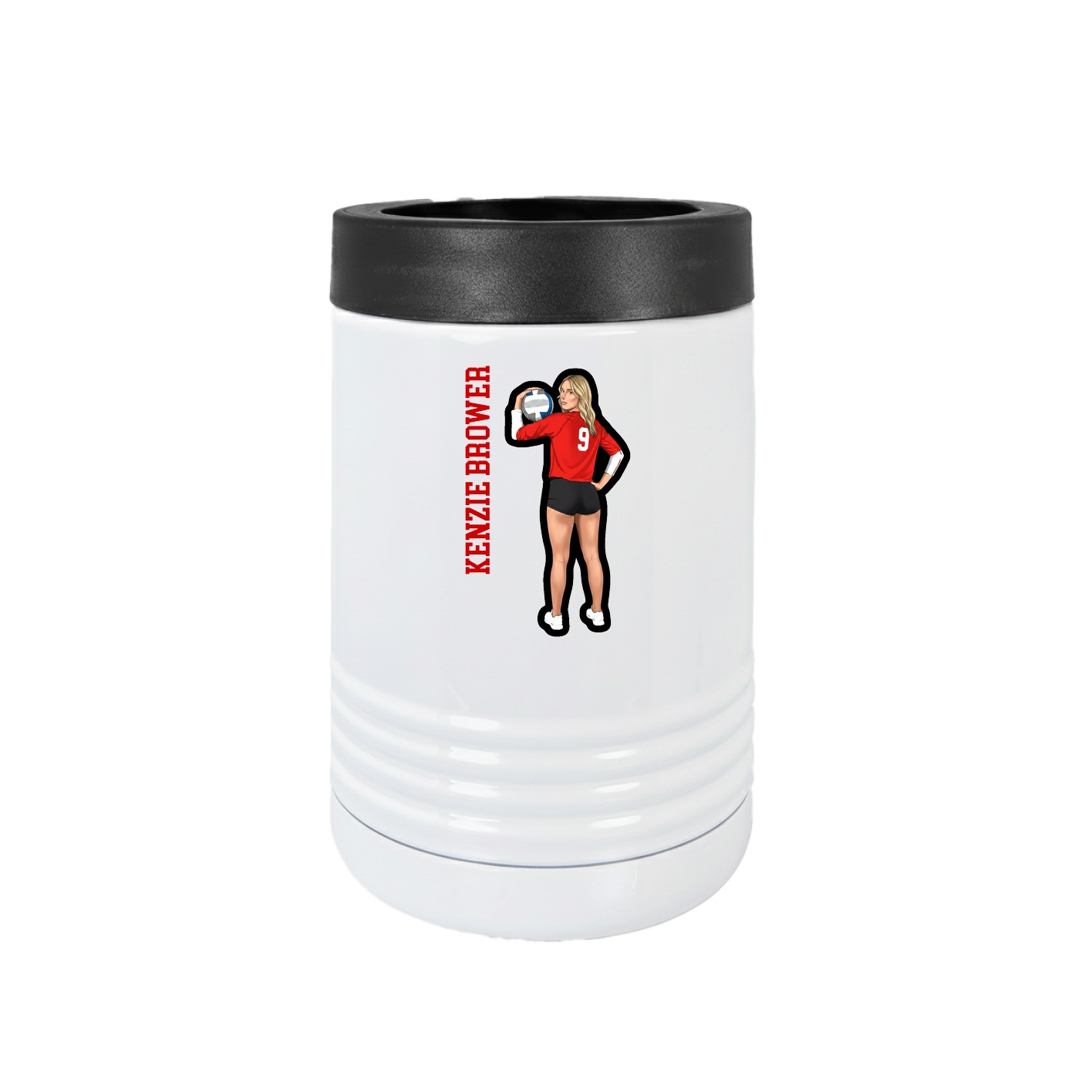 Beverage Holder — Name Vertical in White