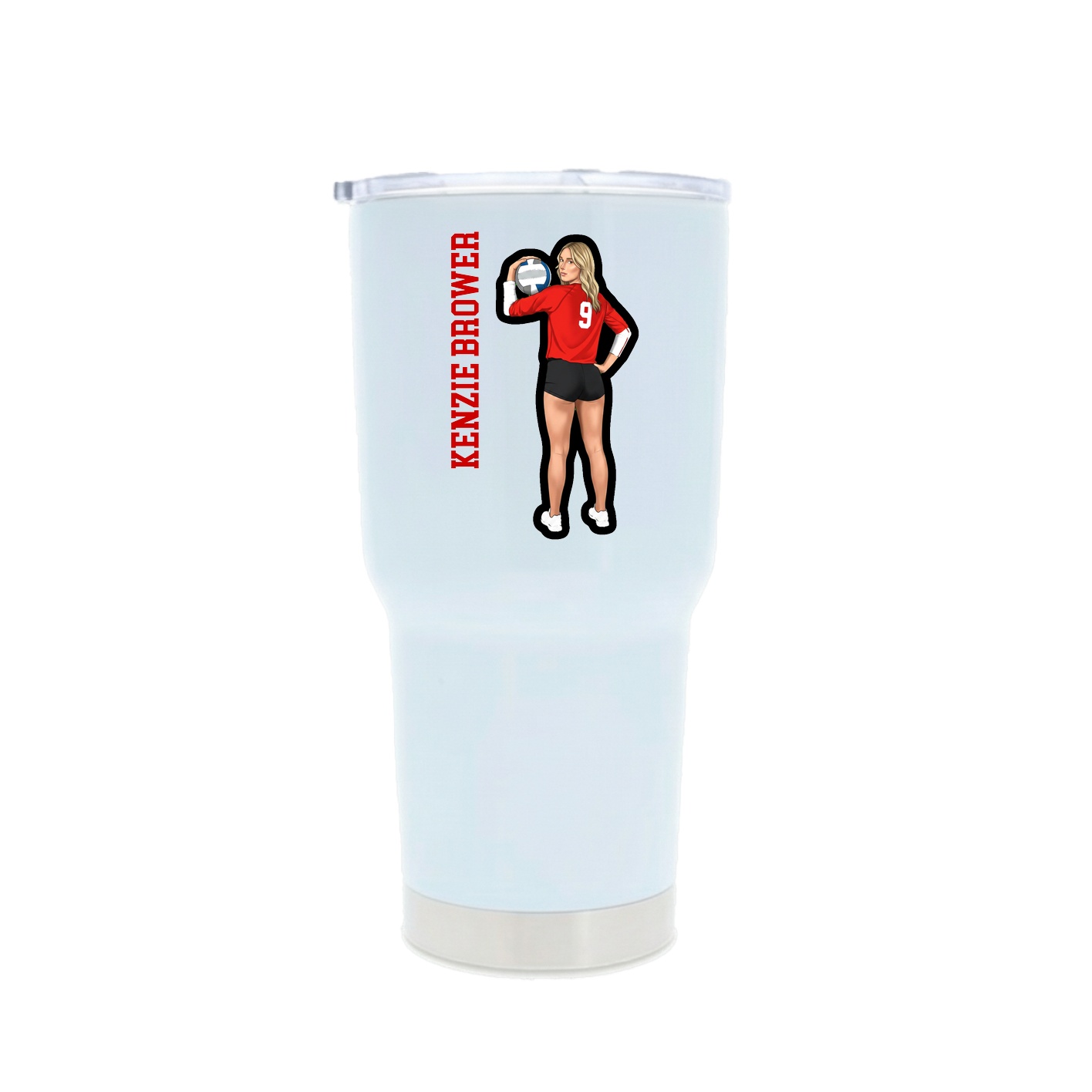30oz Stainless Steel Tumbler — Name Vertical in White
