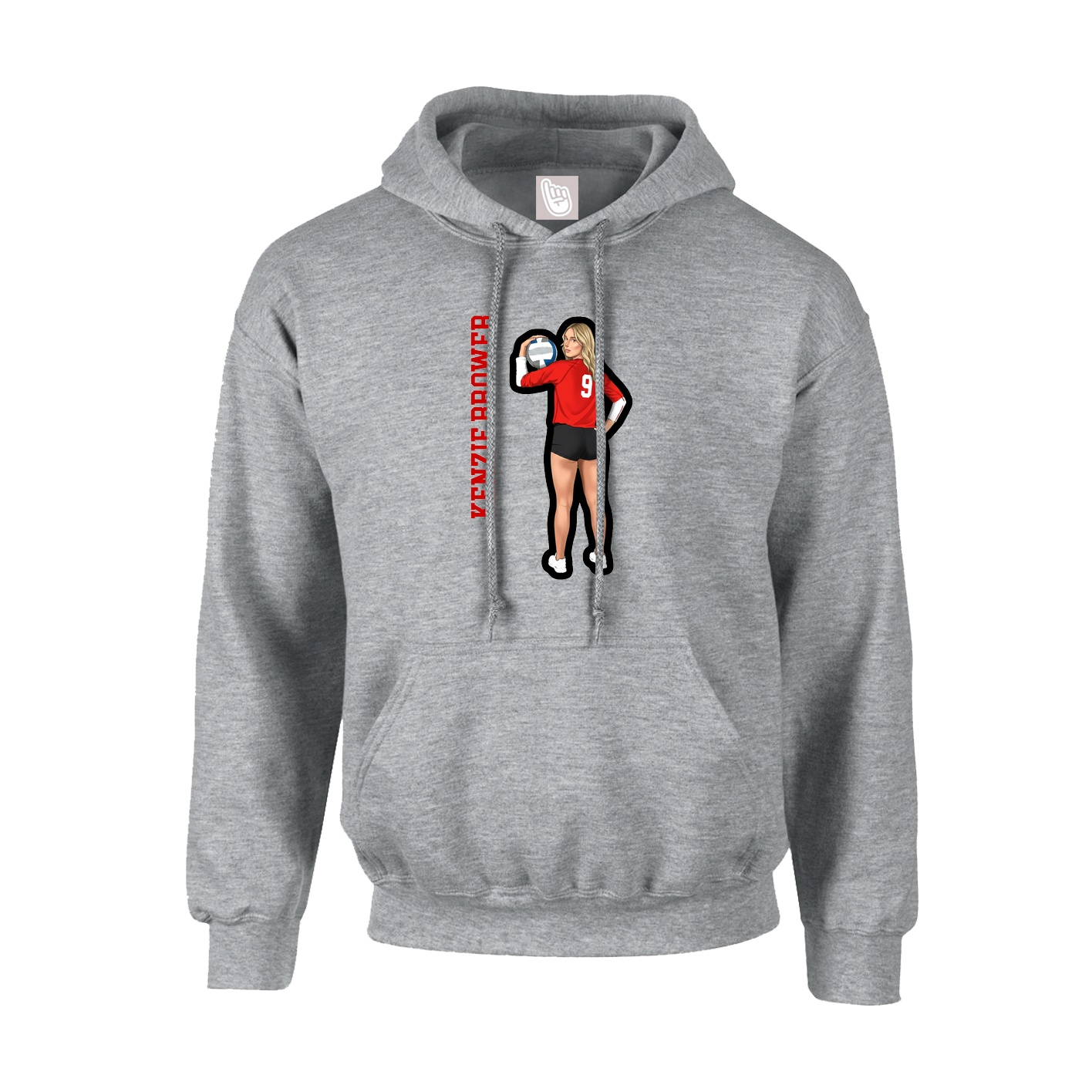 Youth Hoodie — Name Vertical in Grey