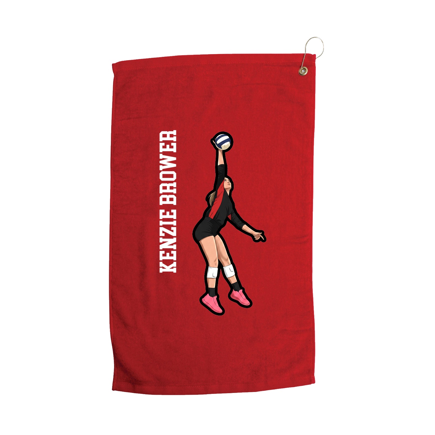 Golf Towel — Name Vertical in Red