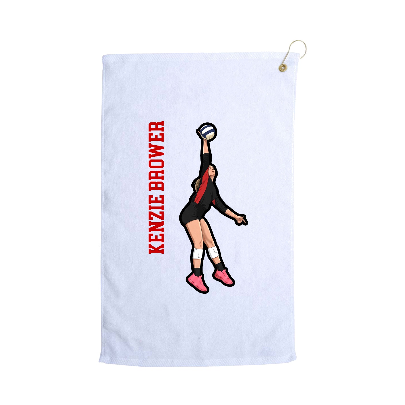 Golf Towel — Name Vertical in White