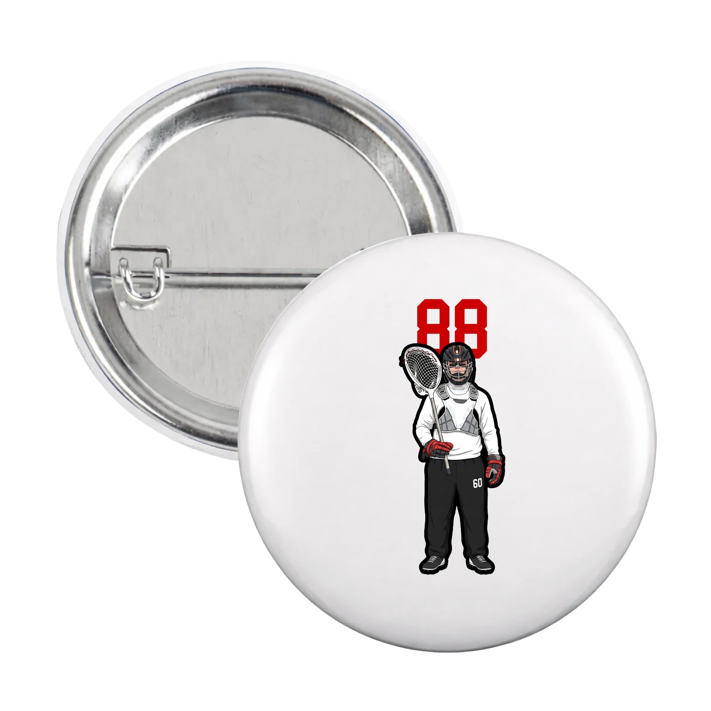 Game Day Button — Number Top in White