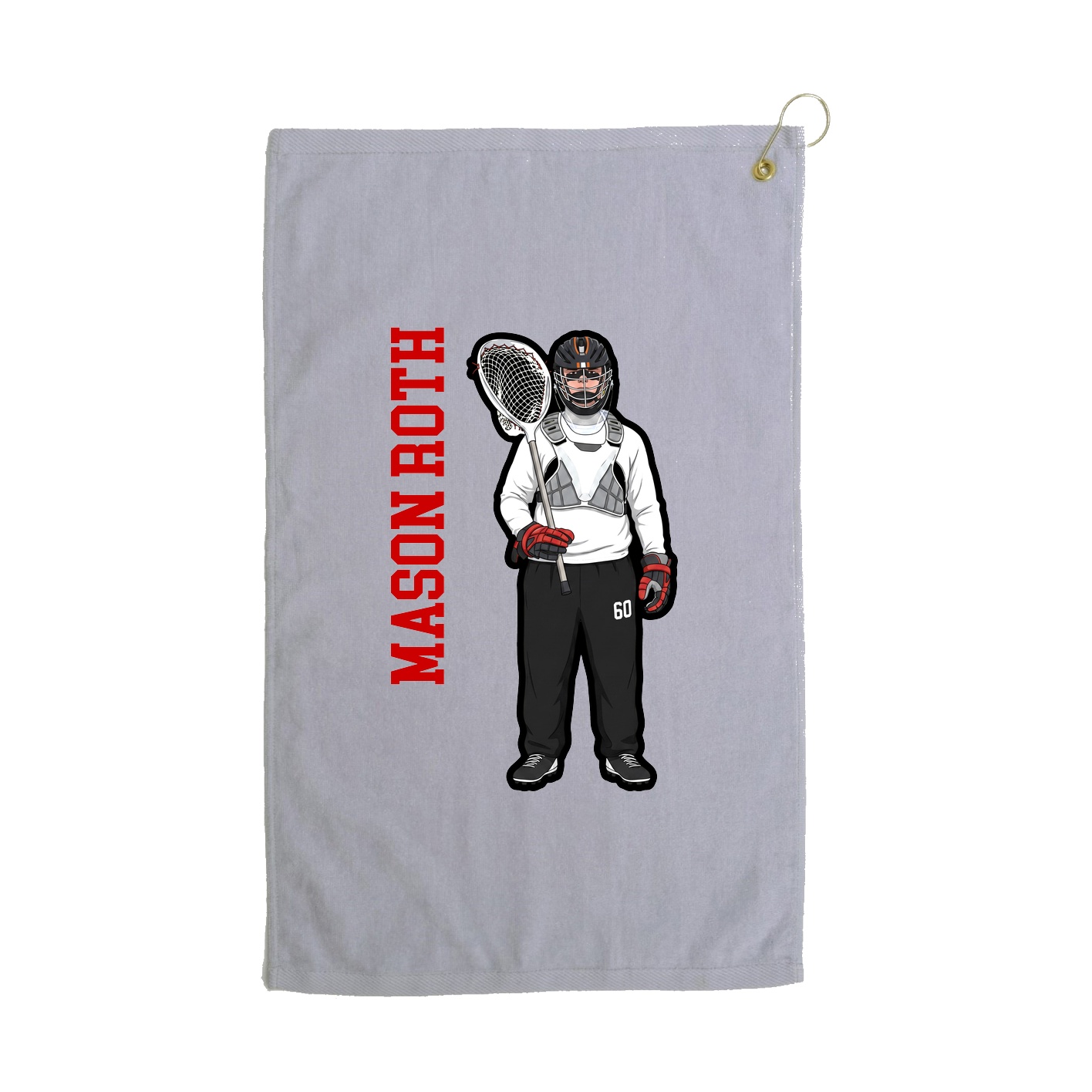 Golf Towel — Name Vertical in Grey