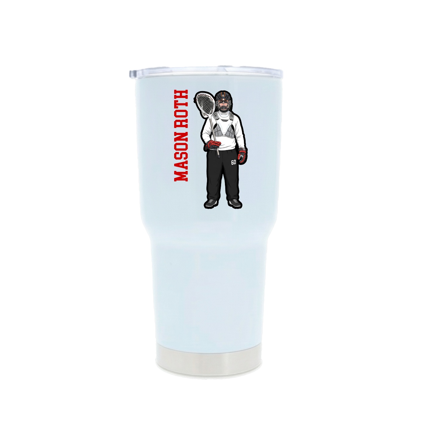 30oz Stainless Steel Tumbler — Name Vertical in White