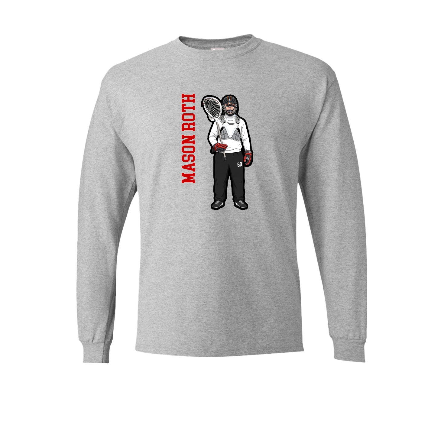 Long Sleeve Tee — Name Vertical in Grey